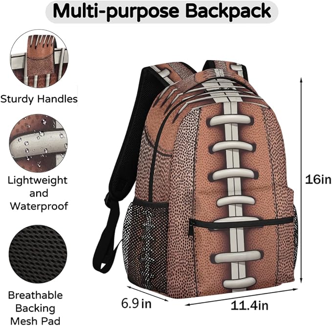 American Football Vintage Backpack for Women Men Kids 16 Inch Laptop Backpack Lightweight Travel Backpack Purse Casual Daypack School Backpacks for Girls Boys