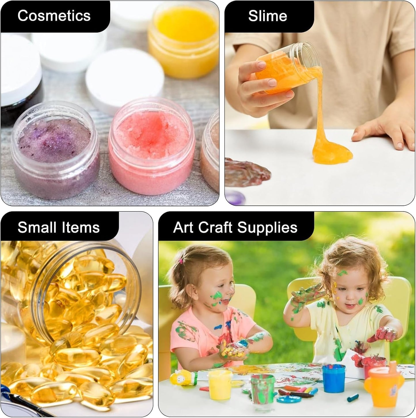 12 Pack 8 Oz Plastic Jars with White Lids, 8oz Small Plastic Containers with Lids for Cosmetic Makeup Beauty Products, Slime, Sample, Travel, BPA Free | Wide Mouth | Refillable