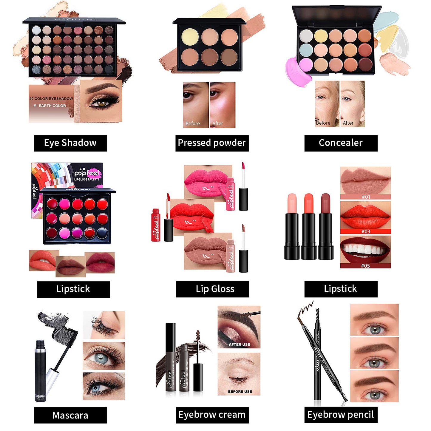 All in One Makeup Kit for Women Full Kit, Mother's Day Makeup Gifts for Women Girls, Essential Bundle With Eyeshadow Palette, Brush, Lipstick, Blush, Foundation, Concealer, Mascara, Eyebrow Pencil
