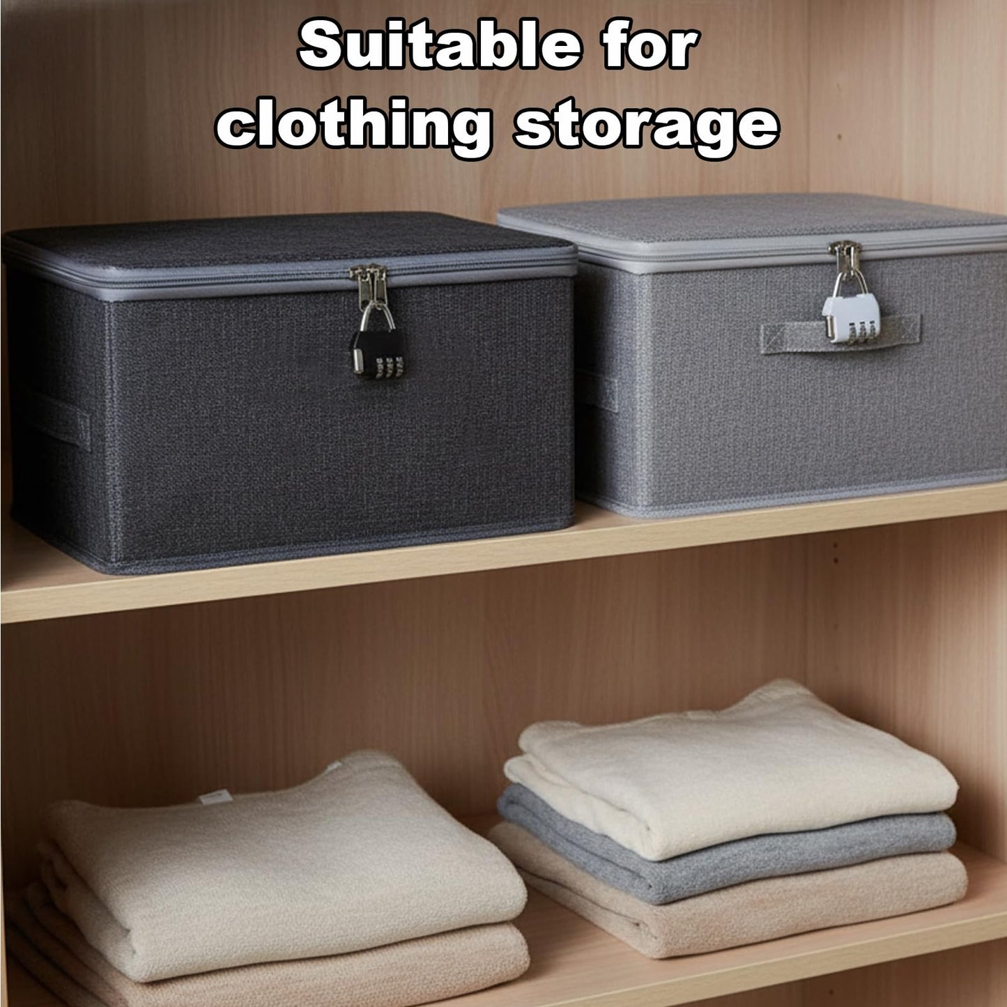 JFBNXB Storage Bins 4-Piece Set, Cube Storage Bin with Locking Storage Box, Secure and Discreet Storage for Personal Items, Collapsible Storage Bins for Easy Maintenance