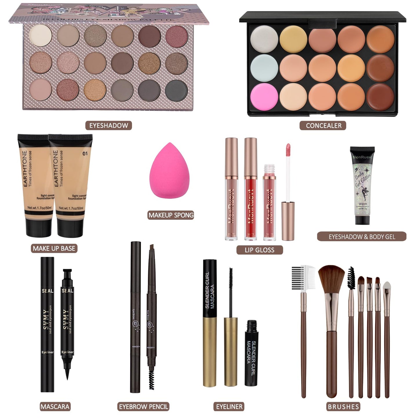 Makeup Set All in One Makeup Kit for Women and Teens Makeup Sets for Women Full Kit Makeup kits for teens Makeup Gift Set for Girls (Brown)