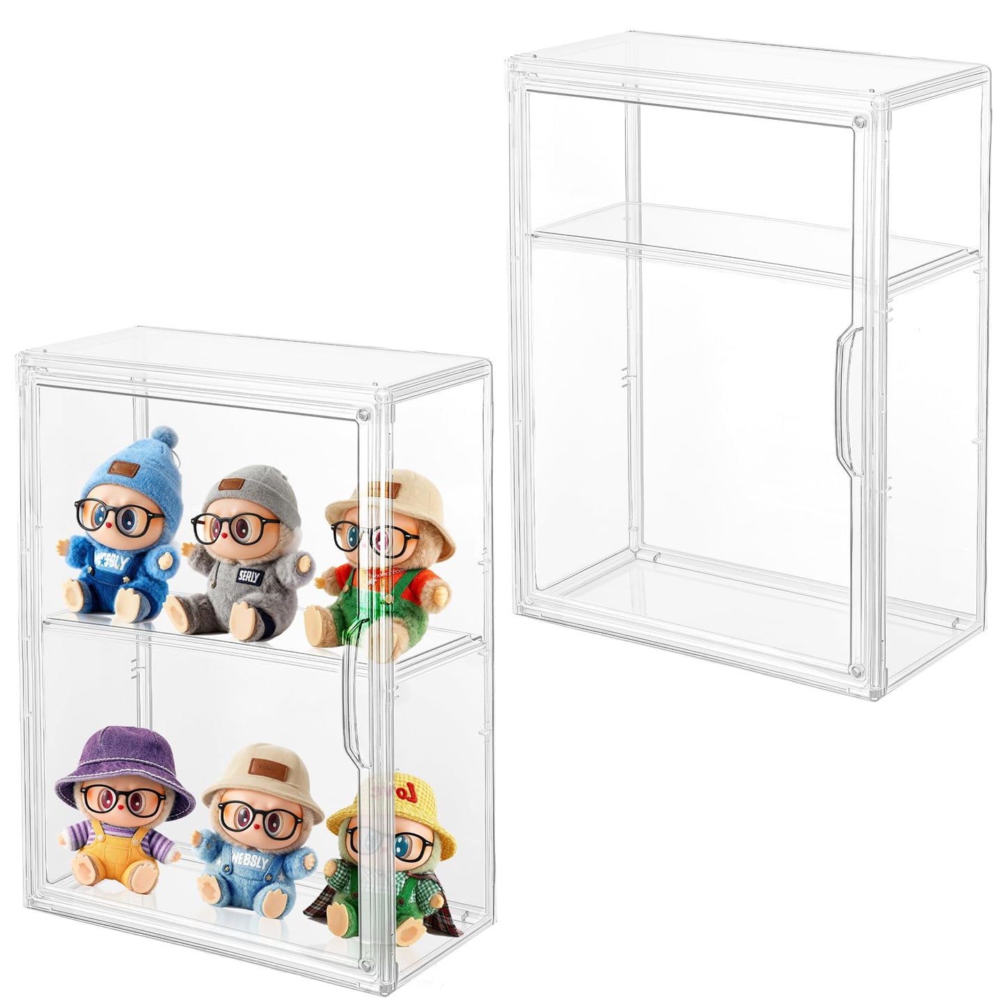 Acrylic Wall Mount Display Case for Collectibles Figures, 2 Tier