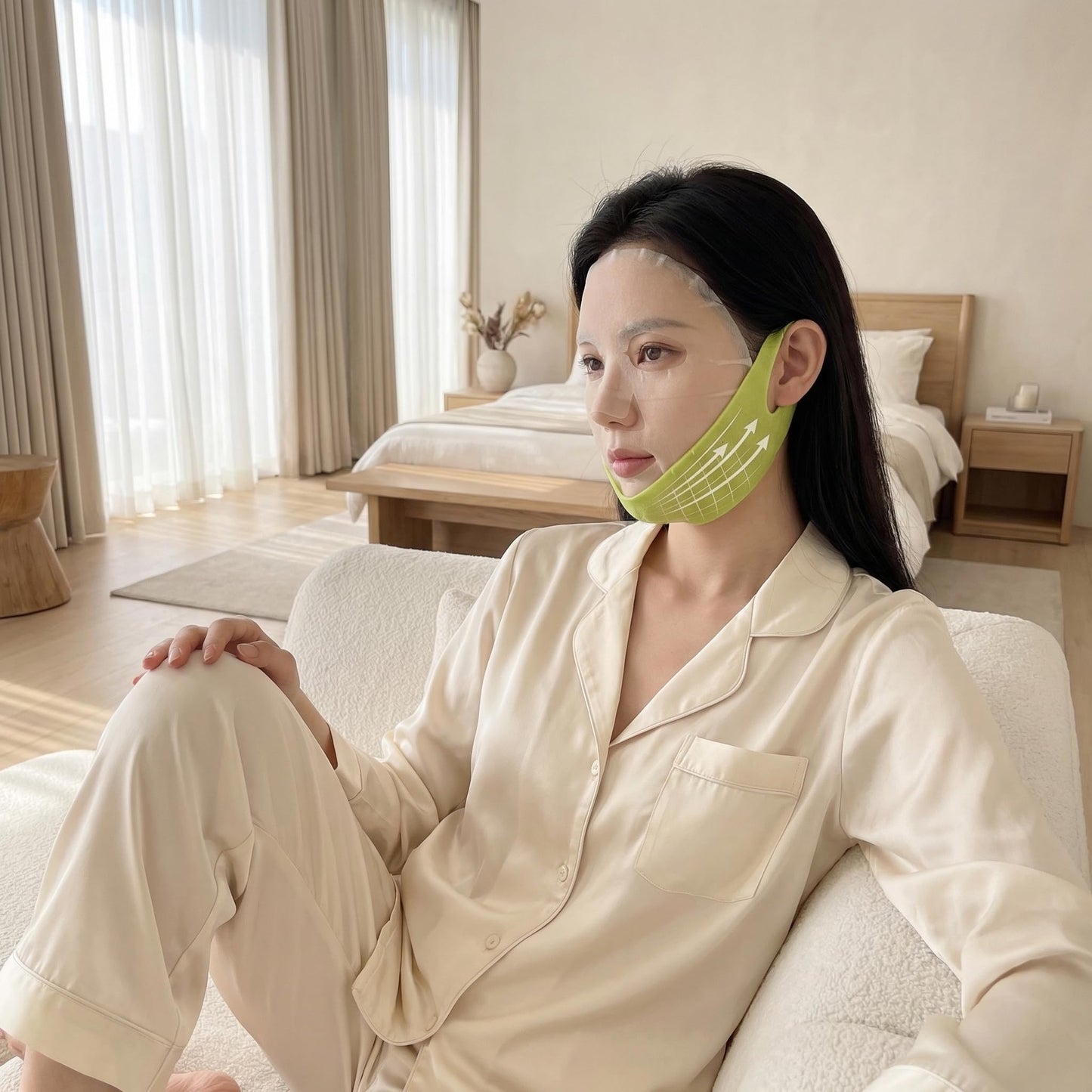 Cactus Cooling Face Lift Band, V-Lift Tightening Neck Mask, Instant Jawline Definition, Anti-Aging Chin Strap, Invisible Face Lift Tape, Overnight Neck Firming,Gift Set for Women (1)