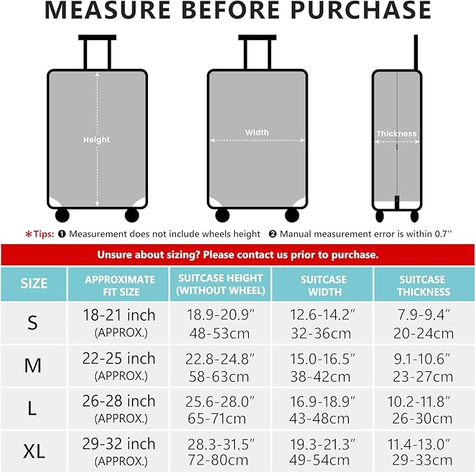 Travelkin Luggage Cover Washable Suitcase Protector Anti-scratch Suitcase cover Fits 18-32 Inch Luggage (Go travel-Trip, S)