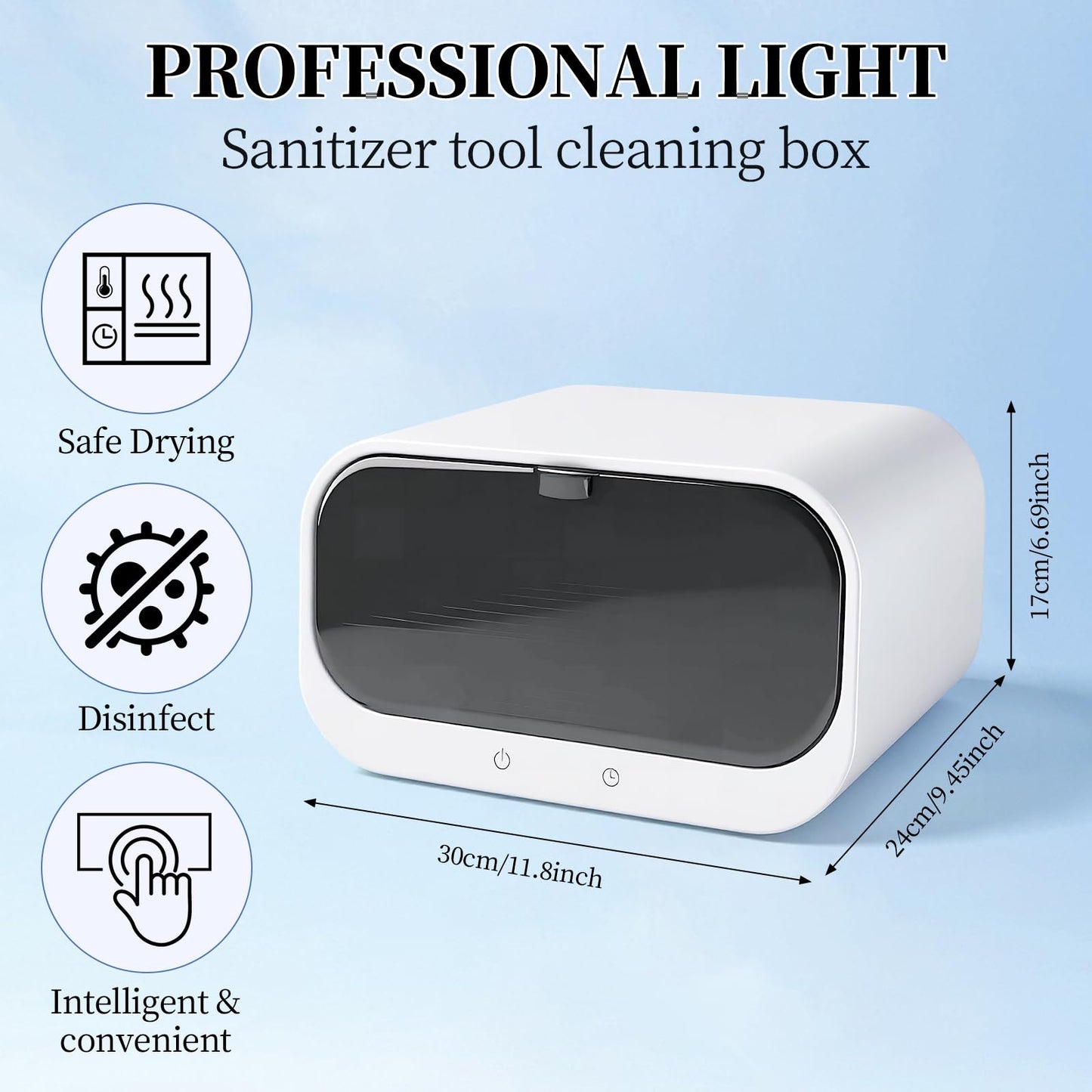 heemeei Nail Tool Cleaning Machine, Large Capacity Cleaning Cabinet for Esthetician, 110V Multi-Functional Nail Tool Cleaning Box with Adjustable Time for Home Use, Barbers, Beauty Salons, and Spas