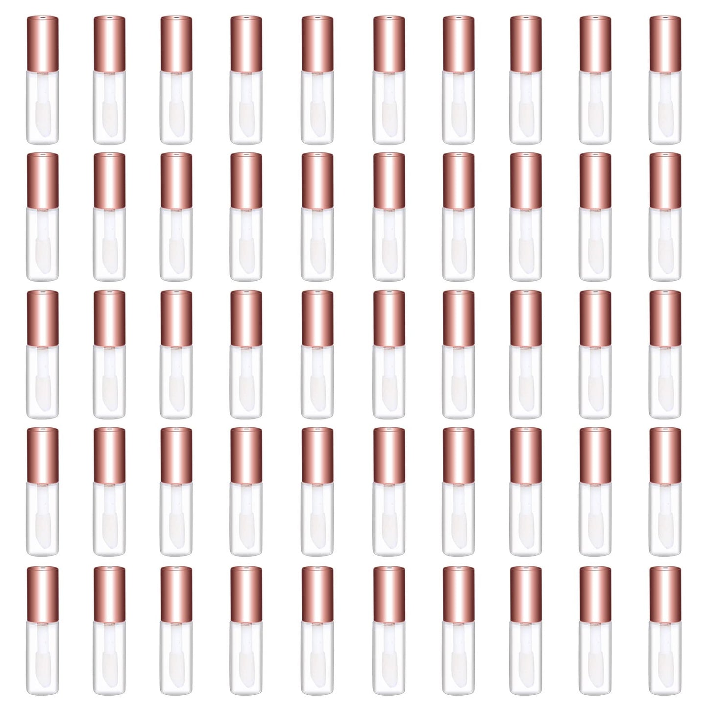 Mydio 50 Pack 1.2ML Clear Mini Lip Gloss Tube Empty Lip Balm Containers With Rose Gold Lid for Lipstick (Rose Gold)