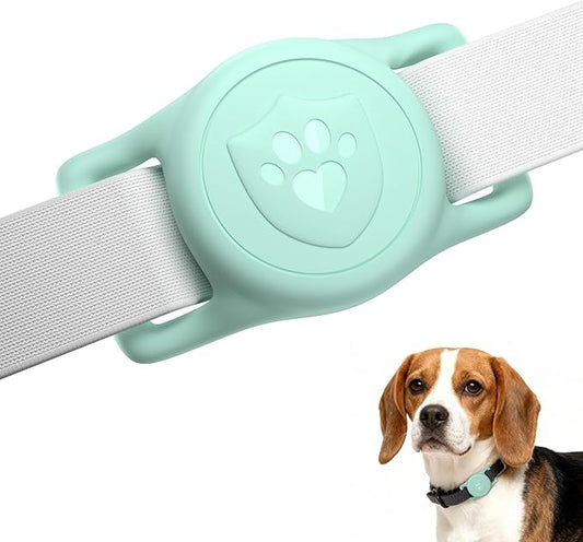 for AirTag Dog Collar Holder, Dog Air Tag Holder, IP68-Waterproof | Lightweight Silicone | Anti-Lost | Ultra-Durable | Compatible with Apple AirTags (Light Green)
