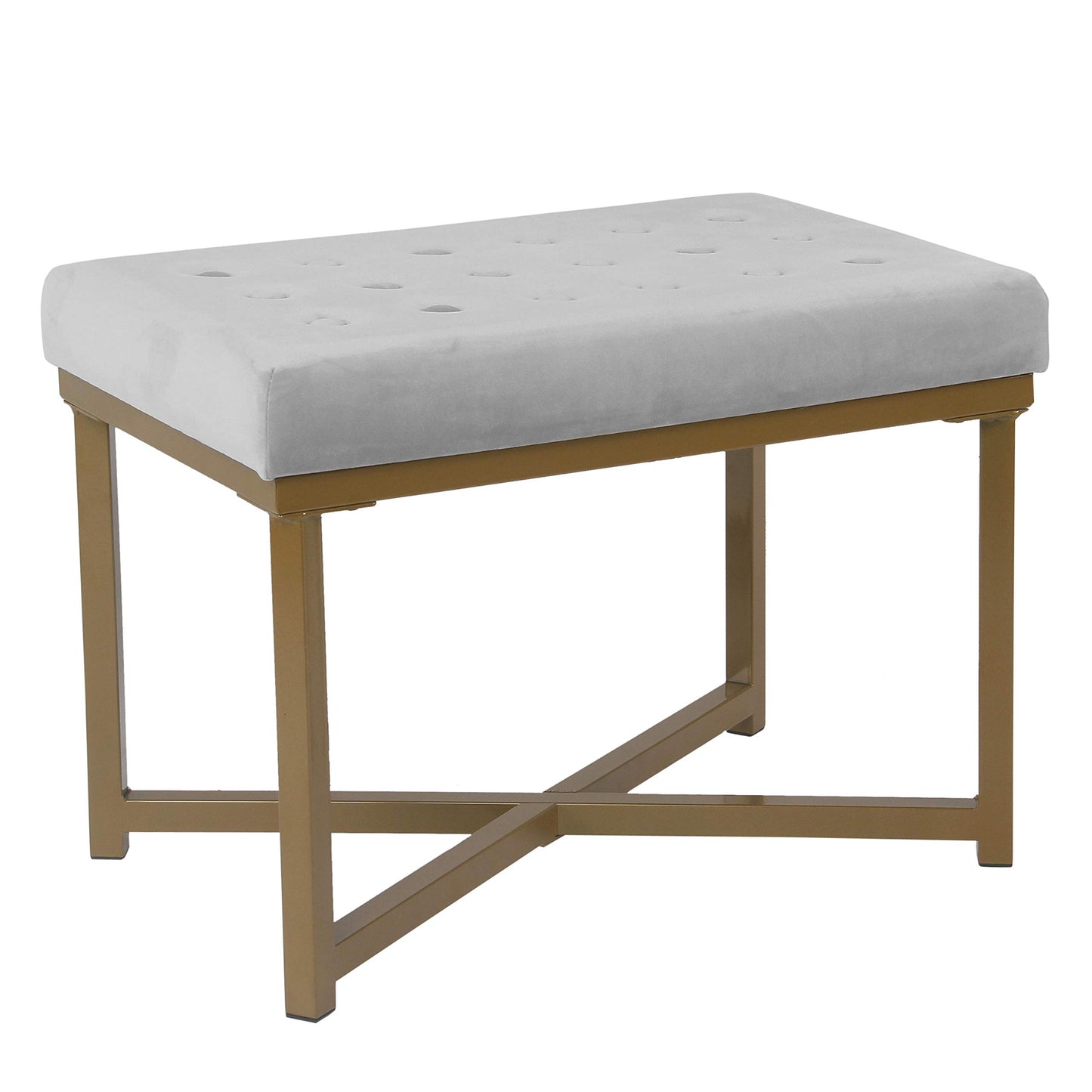 HomePop 24" Tufted Velvet Ottoman Bench - Silver