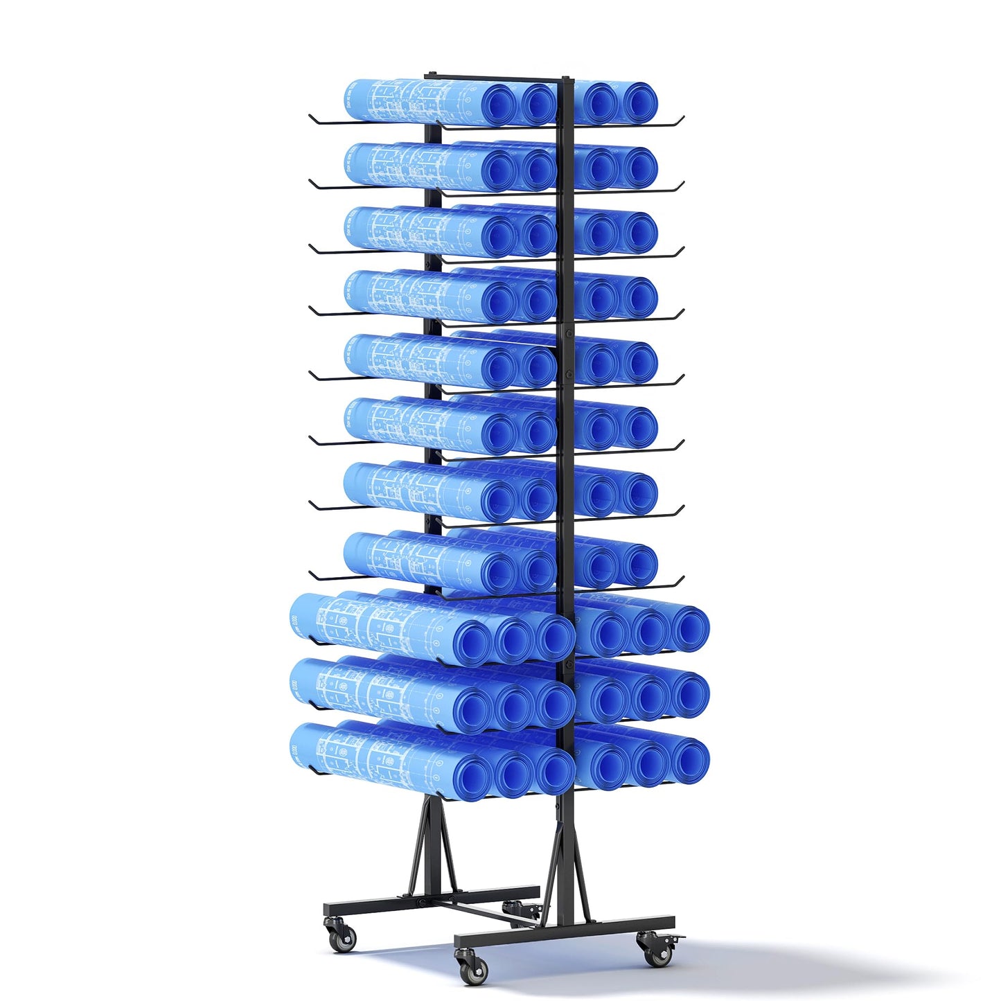 Rolling Large Blueprint Holder, 22 Tier Blueprint Storage Rack, Metal Vinyl Roll Storage Rack, Construction Plan Holder, Gift Wrapping Paper Organizer, Blue Print Display for Drawing, Artwork, Map