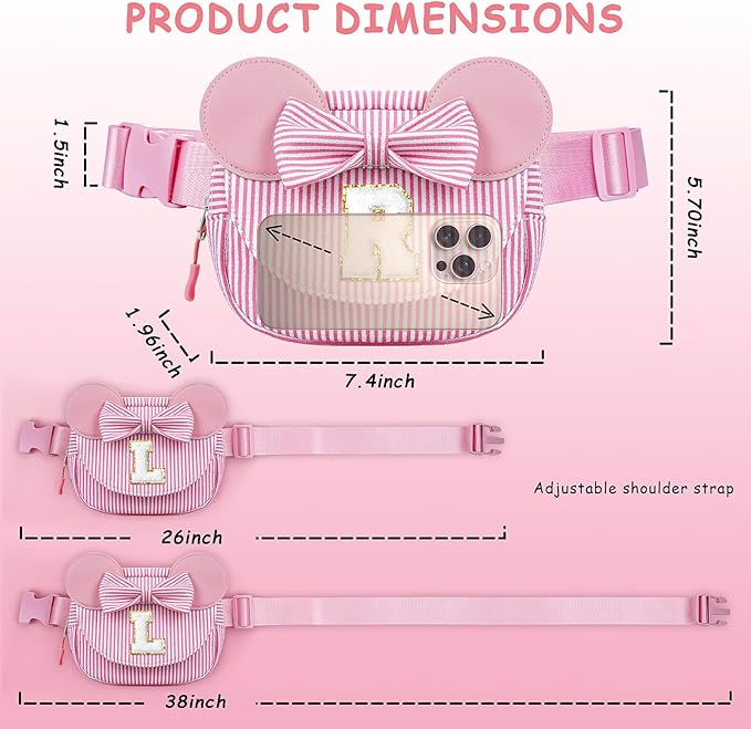 Daughter Gifts - Birthday Gifts for 3 4 5 6 7 8 9 10 11 12 13 Year Old Girls, Initial Fanny Pack Crossbody Bag Belt Bag Purse for Teen Girls Bean Pink Q