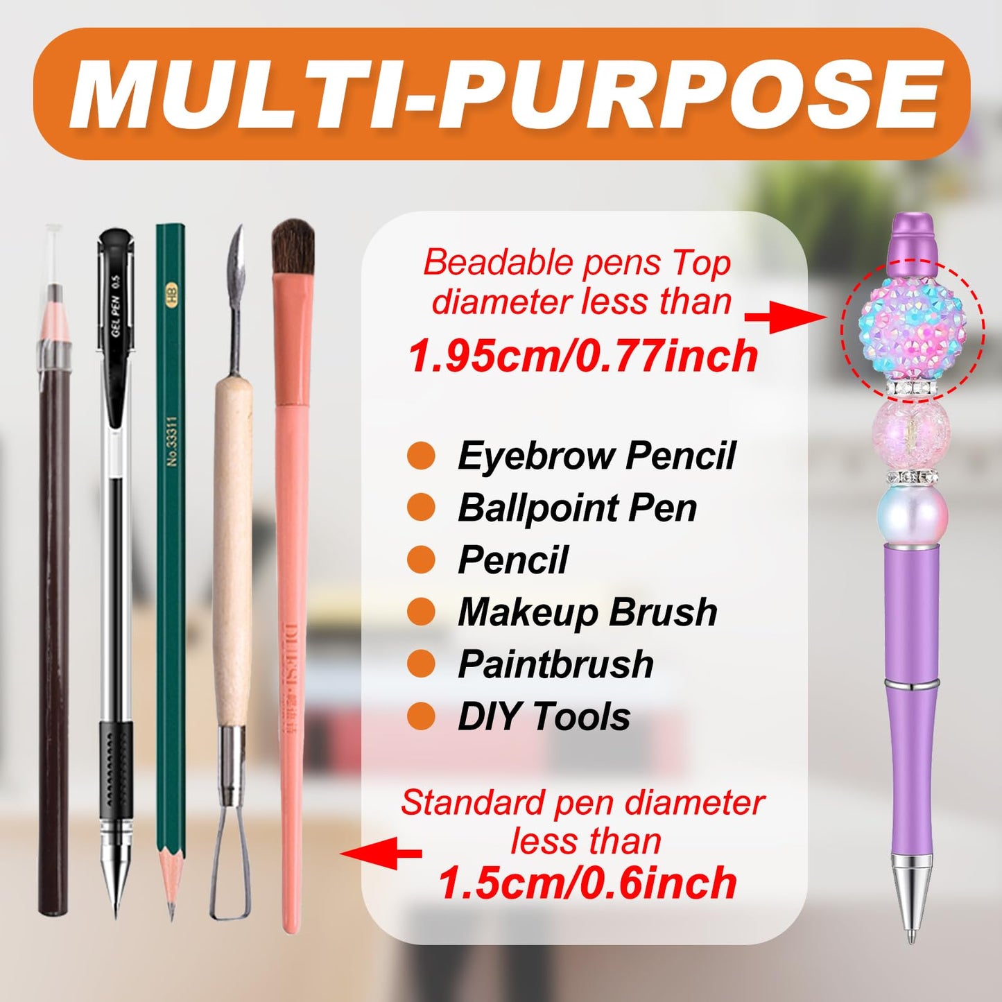 HESHUYU Acrylic Pen Display Stand 24 Slots 1.5cm Clear Pen Stand Display 2 Tier Acrylic Pen Holder Stand for Beadable Pen Pencil