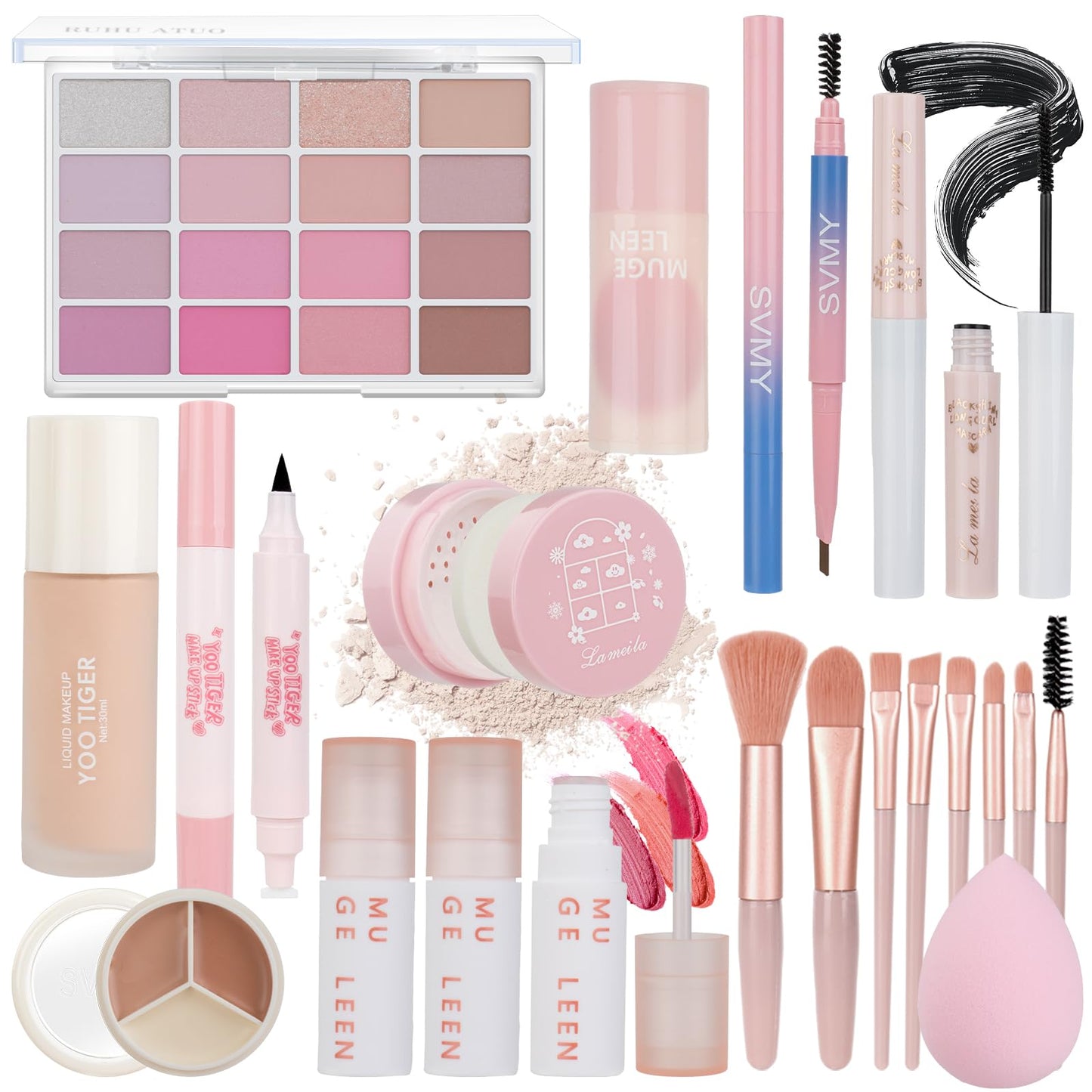 Makeup Kit for Women Full Kit Makeup Set for Teen Girls All In One Makeup Set Includes Foundation Eyeshadow Palette Lipgloss Eyeliner Stick Cosmetic Brush Set
