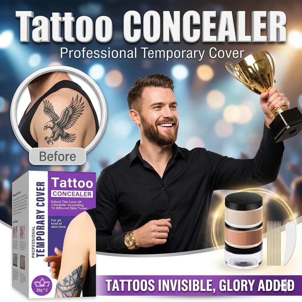 Tattoo Cover Up Makeup Waterproof, 2 Color Professional Skin Concealer for Tattoos Scars and Blemishes, Dark and Light Tone Color Mixing Kit, Long Lasting Camouflage Cosmetics
