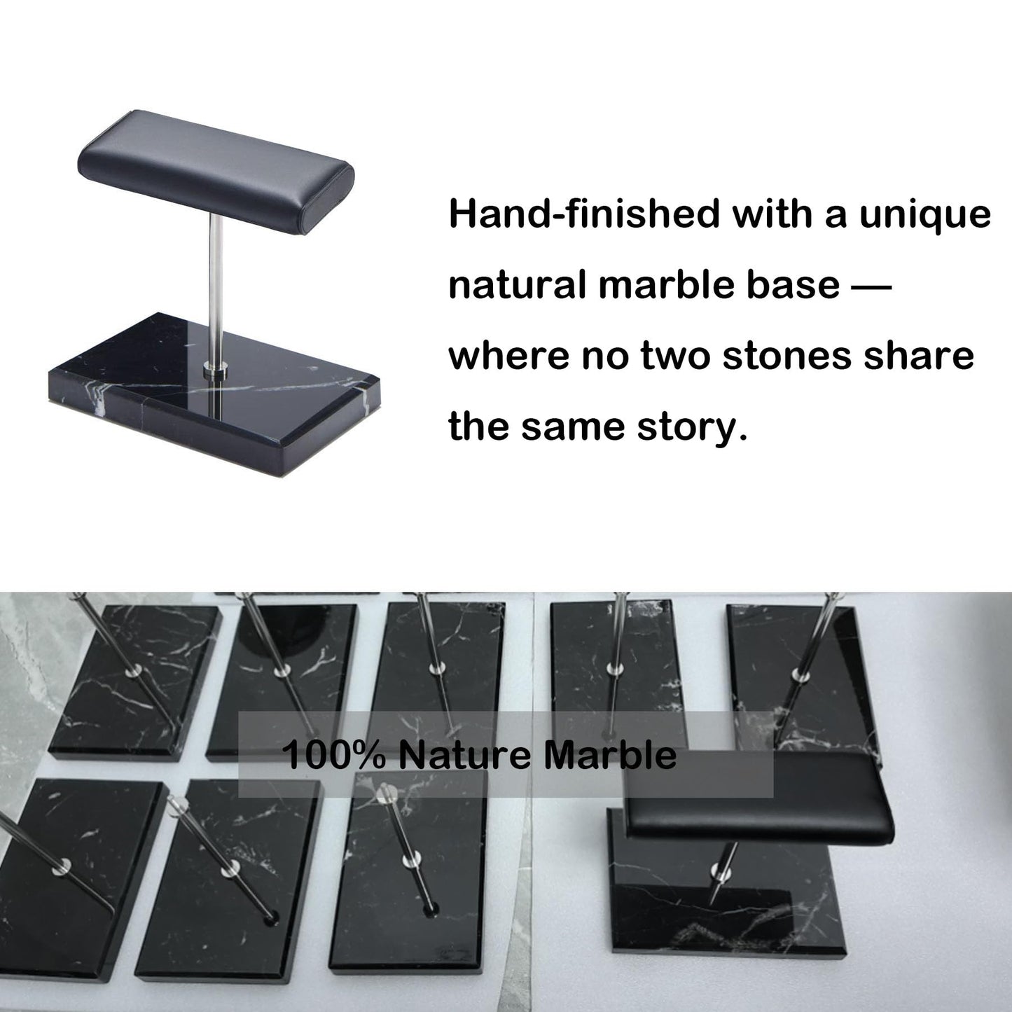 GDAOHELRS Men's Premium Handcrafted Watch Display Stand,Watch Stand,Watch Organizer,Watch Holder,Bracelet Display Stand,Natural Marble Base with Leather Surface (black)