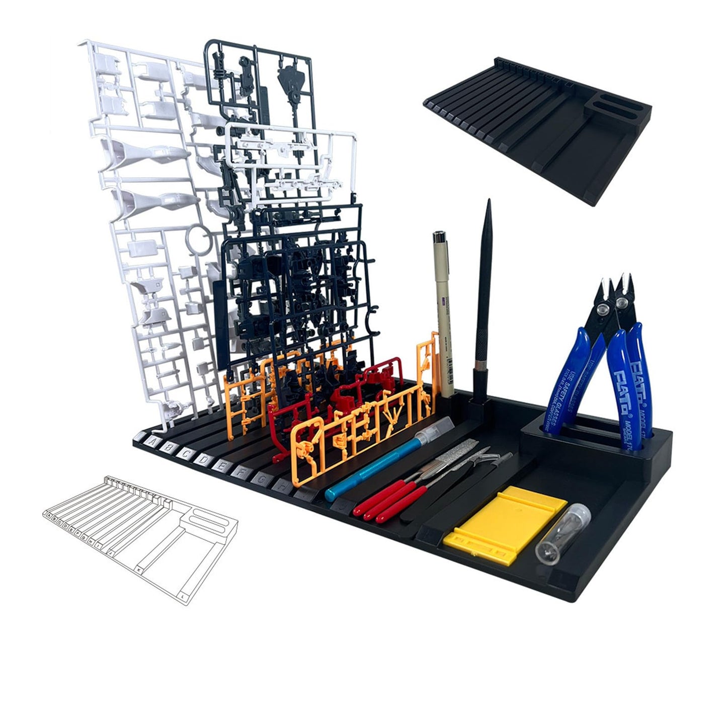 Yarastafu Model parts tool shelving rack, model kit tool organizing rack with storage space, suitable for displaying Gundam parts and accessories