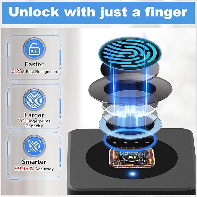 Fingerprint Padlock with Cable 130 cm eLinkSmart Fingerprint Lock App Unlock Keyless Biometric Outdoor Waterproof Padlock for Gym Locker Helmet Gate Fence Luggage Black