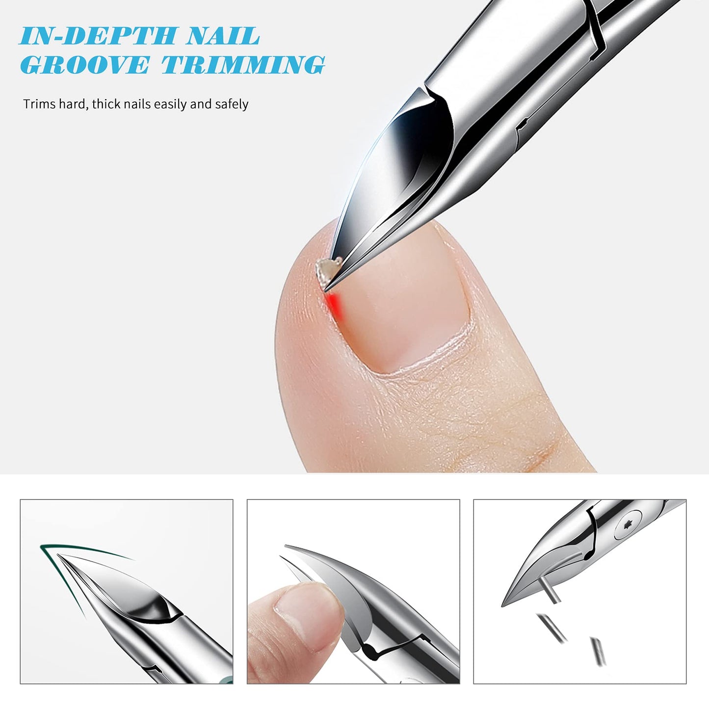 FVION Toenail Clippers, Professional Thick & Ingrown Toe Nail Clippers for Men & Seniors, Velvet-Soft Handle Toenail Cutter/Colorful Nail Clippers, High Grade Stainless Steel
