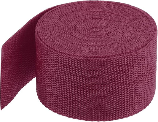 MECCANIXITY Lightweight Polypropylene Webbing Strap 2" 5 Yard Backpack Strapping Band Dark Red for Outdoor Luggage Cargo Straps