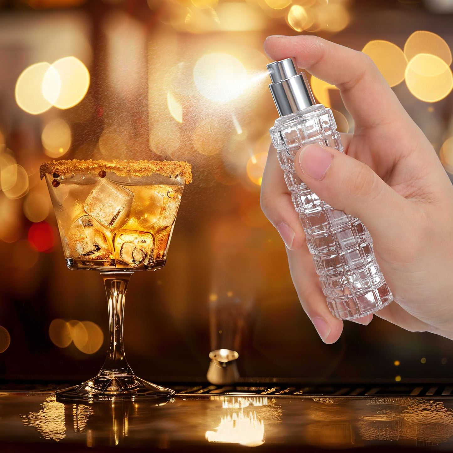 Ipetboom 2 Pcs Glass Cocktail Sprayer Empty Spray Bottle Refillable Bitters Bottle for Vermouth Perfume Fragrances Bar Mist Control Travel Home Use