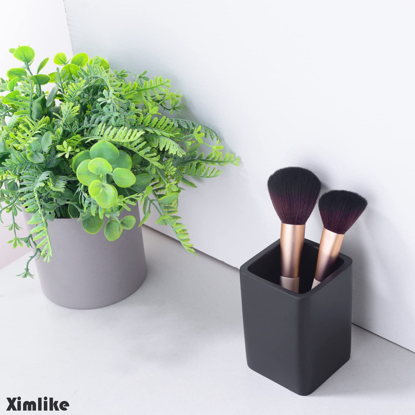 XIMLIKE Matte Black Tumbler Cup for Bathroom, Toothbrush Holder for Vanity Countertop Makeup Brushes Holder Pen Container Organizer Resin