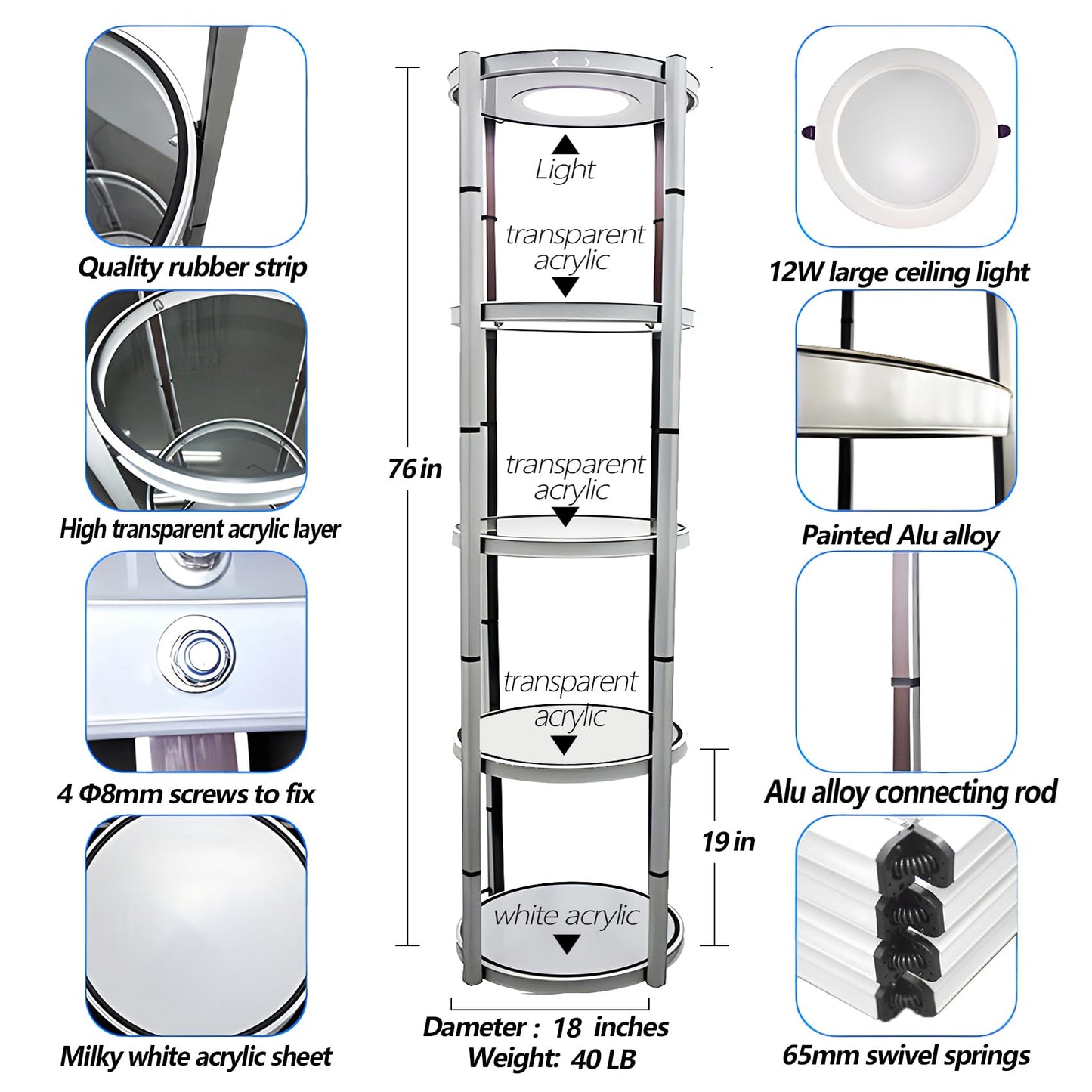 NEWSANDOR Foldable Display Case,Spiral Twist Tower Display Case Spiral