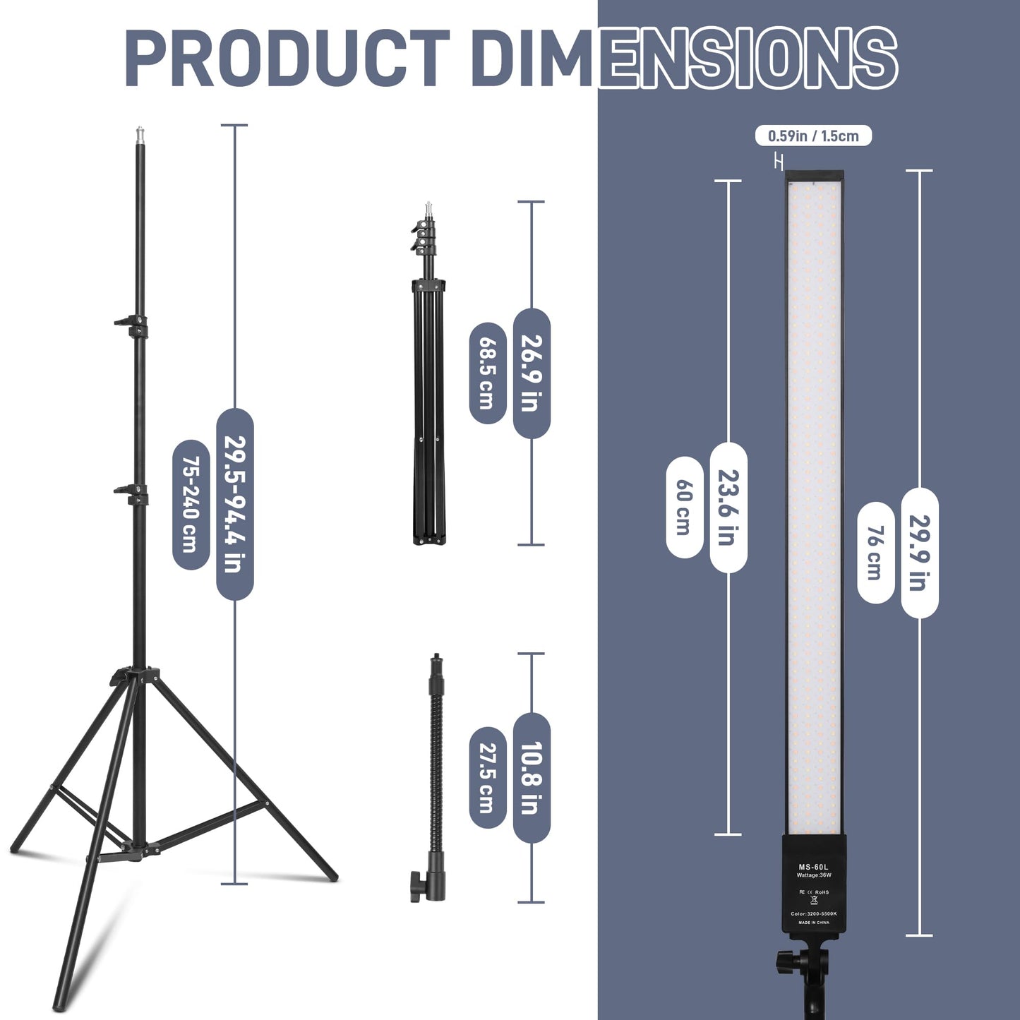 Photography Studio LED Lighting Kit with Adjustable Stand & Soft Tube, Ideal for Studio, Beauty & Tattoo Applications