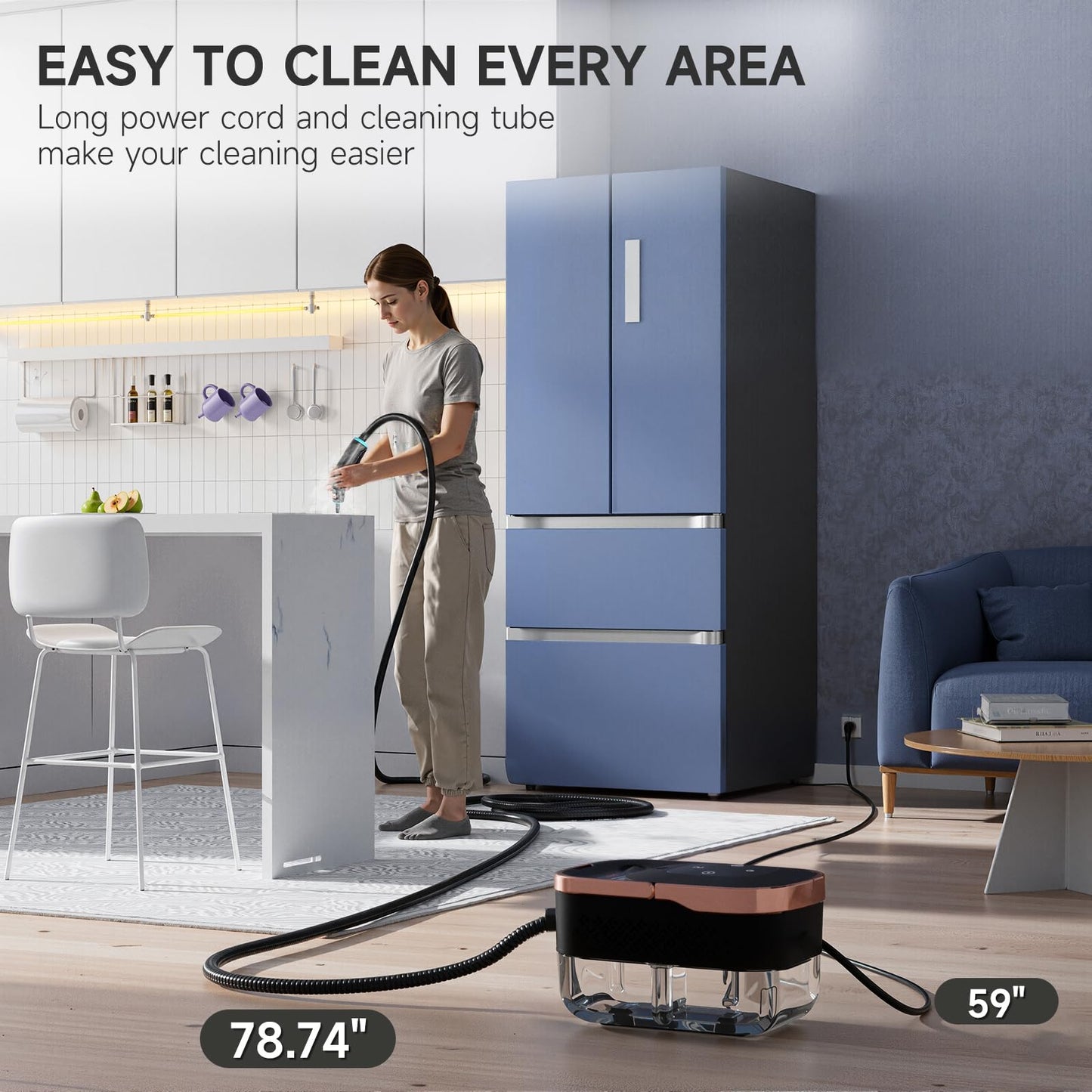 Steam Cleaner for Home, Powerful Steamer for Cleaning, 4Bar Pressure & 15S Instant Heat, Multipurpose Cleaning Steamer with Replacement Heads for Home, Dirt, Grease, Grout, Tile,Floor, Car Detailing