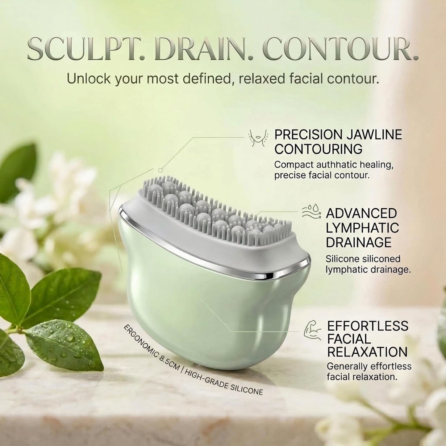 Multi Silicone Facial Cleansing Brush,Lymphatic Face Brush-Anti Puffiness,Lymphatic Drainage,Detox,Lift,Sculpting Jawline，Improves Skin Glow,Absorption,Cleansing、Scrubber and Face Massaging