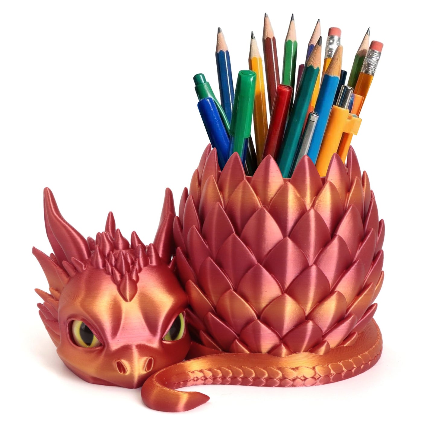 LehuoMaker 3D Printed Dragon Pencil Holder for Desk, Removable Dragon Egg Pen Holder, Cute Pencil Cup Desk Organizer for Pens, Pencils, Paper Clips, Makeup Brushes, Fantasy Desk Decor Gift for Kids