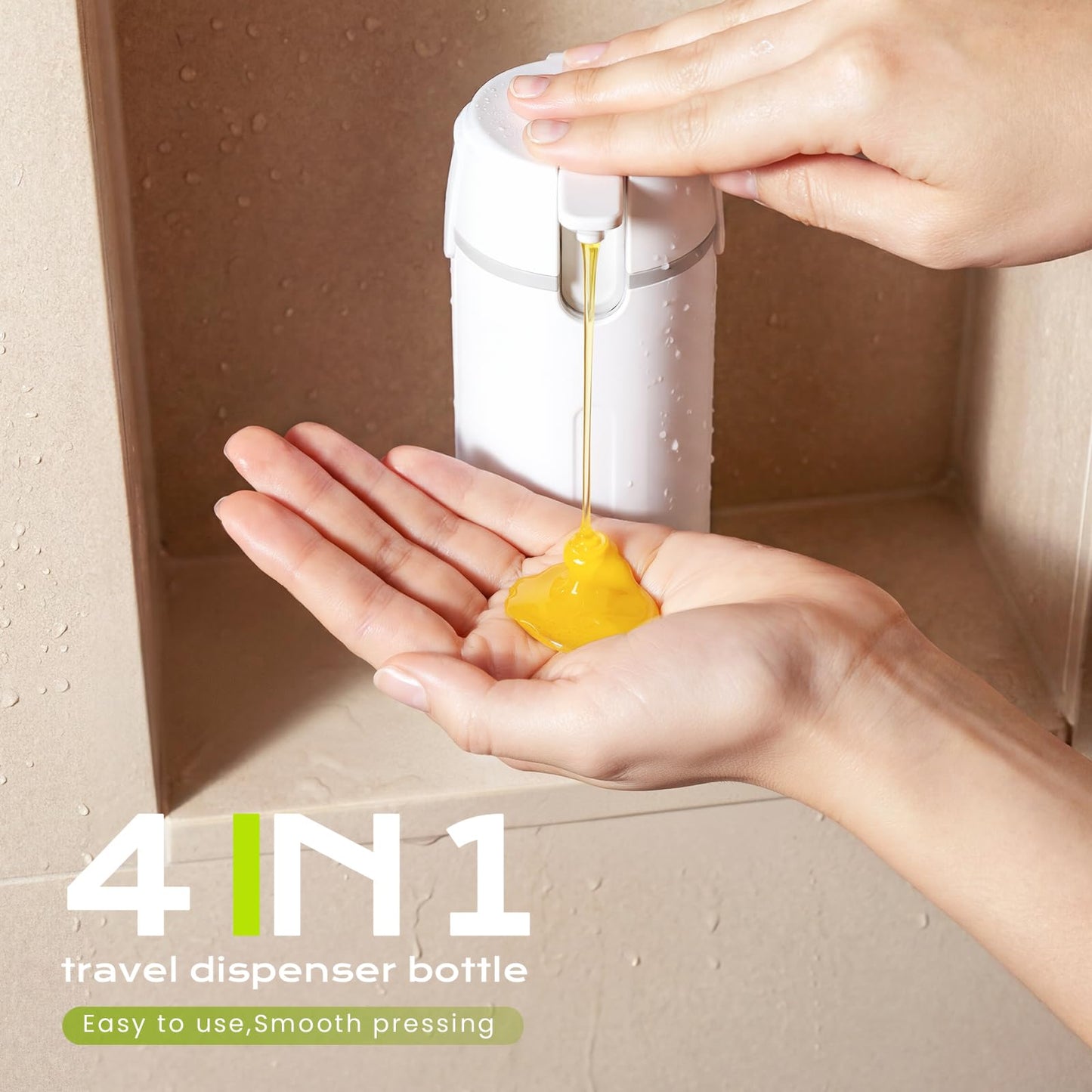 4 in 1 Travel Dispenser Bottle, 4 Pack 30ML Travel Bottles for Toiletries, Leak Proof Refillable Toiletry Containers Portable for Travel, Camping and Gym (White)