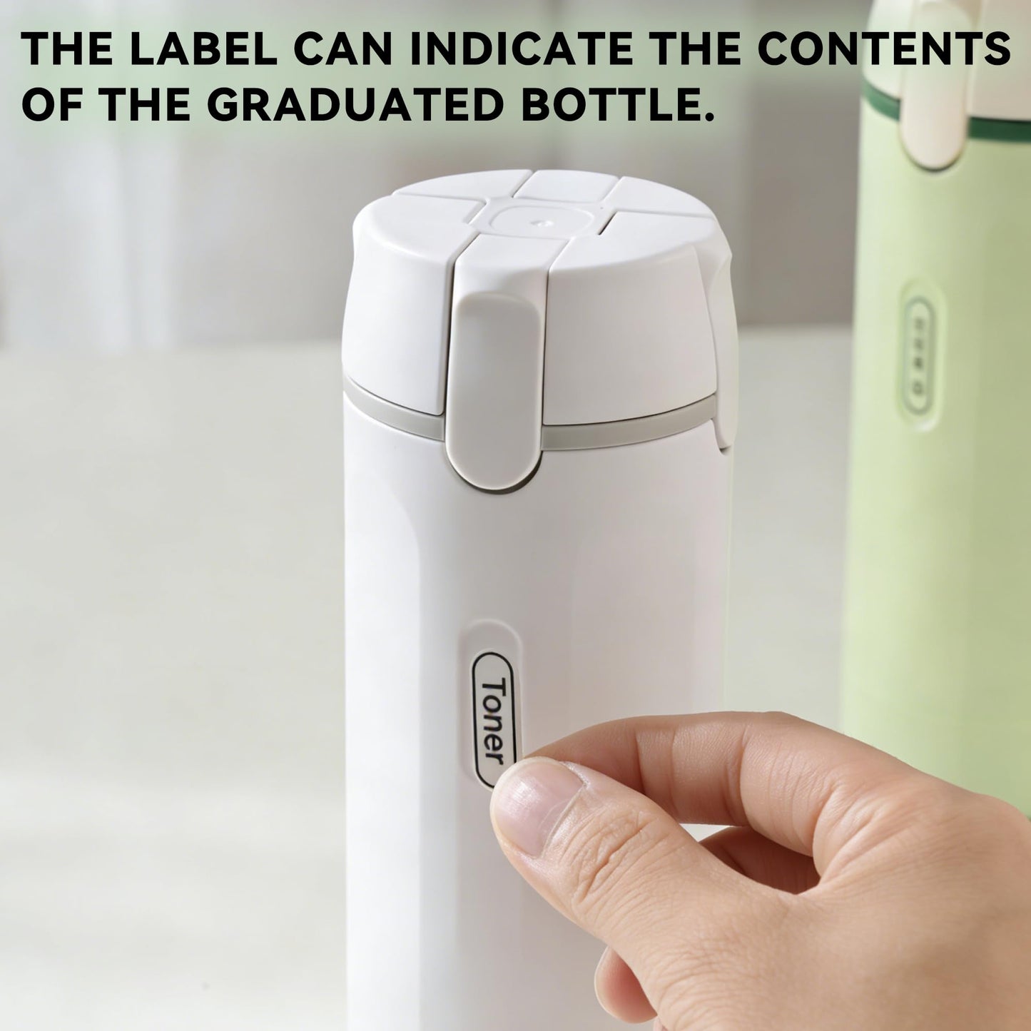 KreqiuCre 4 in 1 Travel Dispenser Bottle for Toiletries, Portable 30ML 4 Pack Leak-Proof Pump Containers, with Scale and Label,for Shampoo, Shower & Travel Use