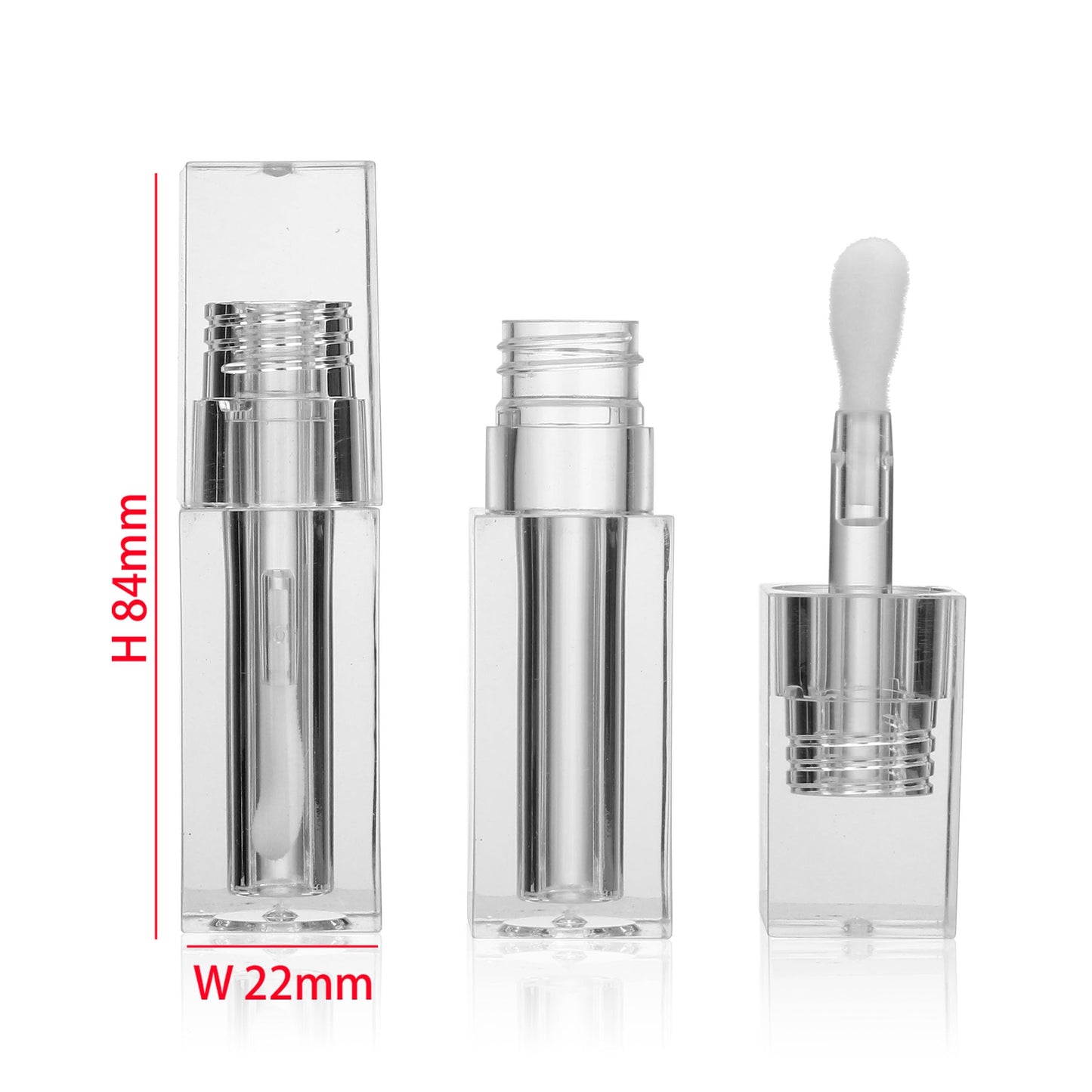 COSIDEA 24pcs PETG 5ml Empty square Transparent lipgloss tubes bulk wholesale with big wand lipgloss containers large doe foot tube for coconut oil bottle