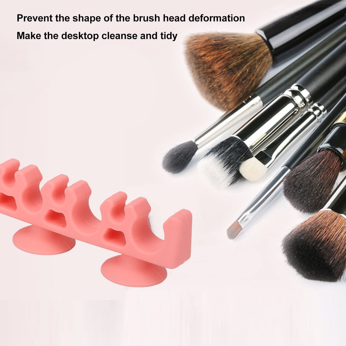 Sonew Silicone Wall Mounted Makeup Brush Rack, Blue, Large, 2 Shelves, Multifunctional, Soft and Gentle, Self-Absorbing Suction Cups, for Cosmetics and Small Items