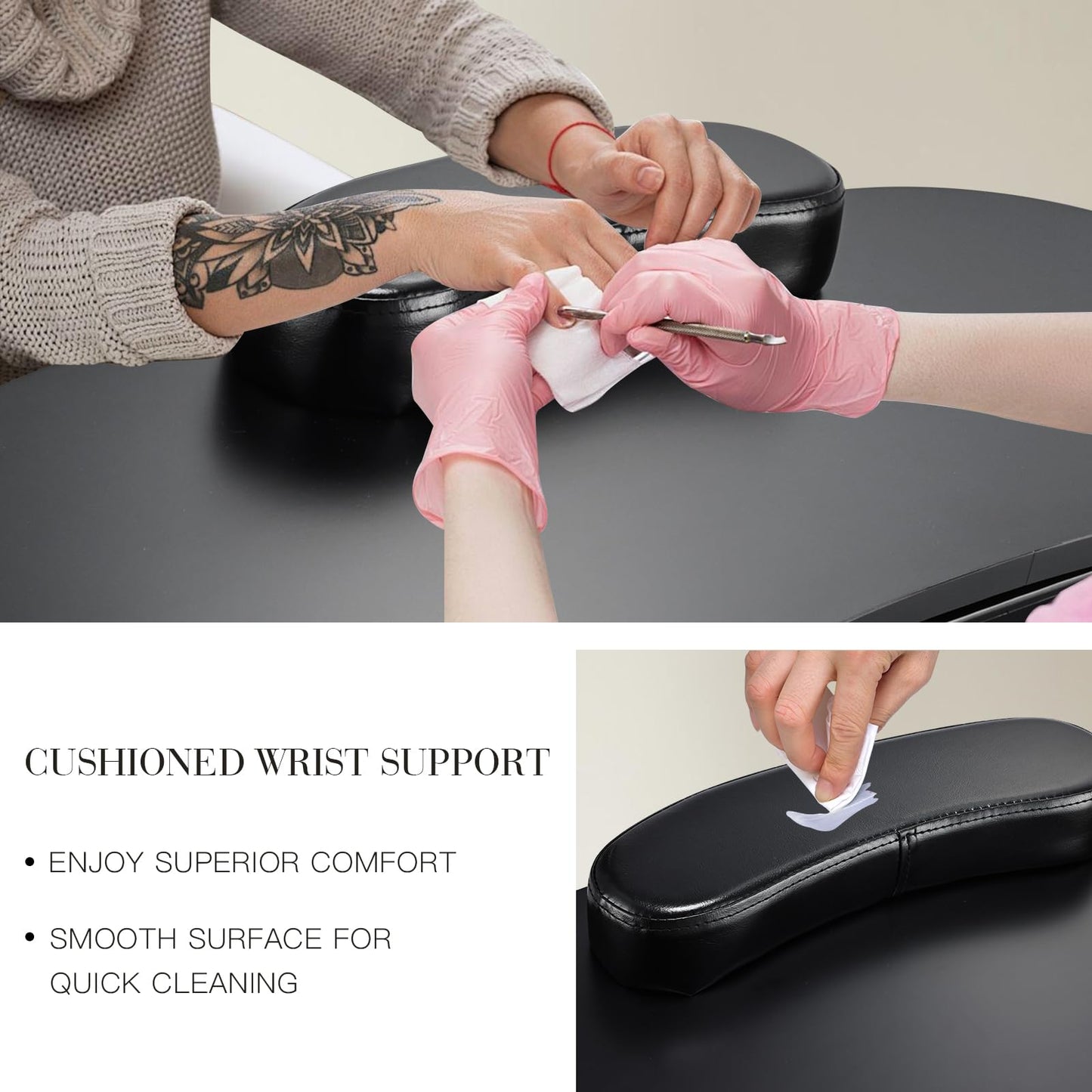 Joligrace Professional Foldable & Portable Manicure Table Nail Technician Desk Workstation with Rolling Wheels Large Drawer Client Wrist Pad Free Carrying Bag Travel Nail Tech Spa Beauty Table, Black