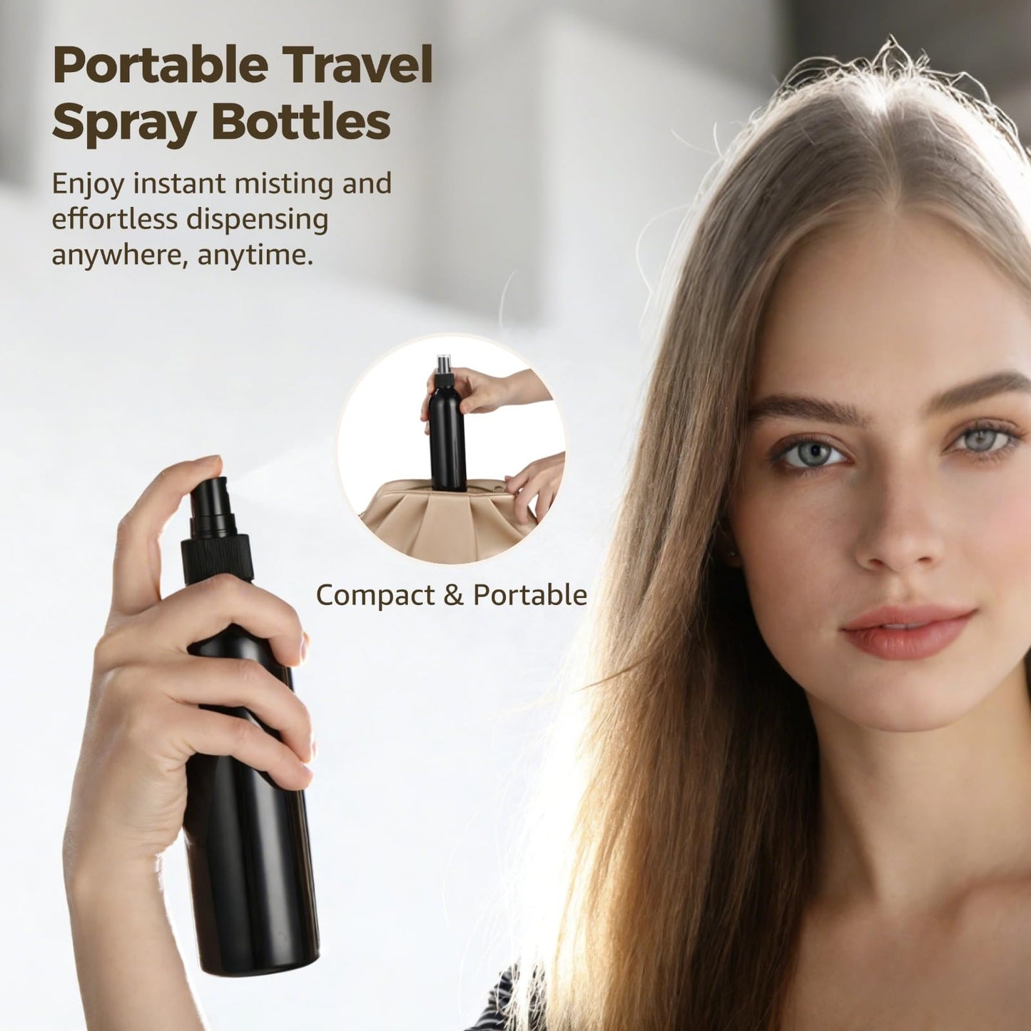 42 Pcs Plastic Spray Bottles 8 oz - Small Fine Mist Cleaning Bottles, Empty Refillable Atomizer Containers, Portable Leak-proof Travel Dispenser Bottles for Essential Oils, Perfume Products, Black