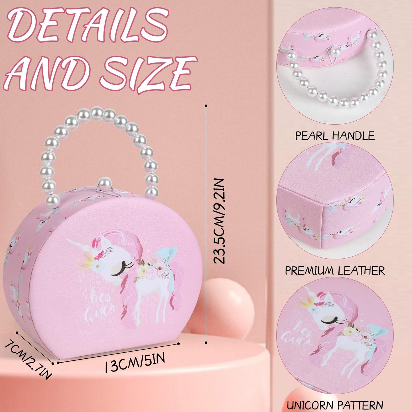 velachuan Princess Jewelry Box for Girls with Hair Accessories,Girls Hair Clips Bows Set, Fashion Hair Styling Kit with Mirror,Pink Sparkle Trinket Box Includes Hair Clips (Flower)