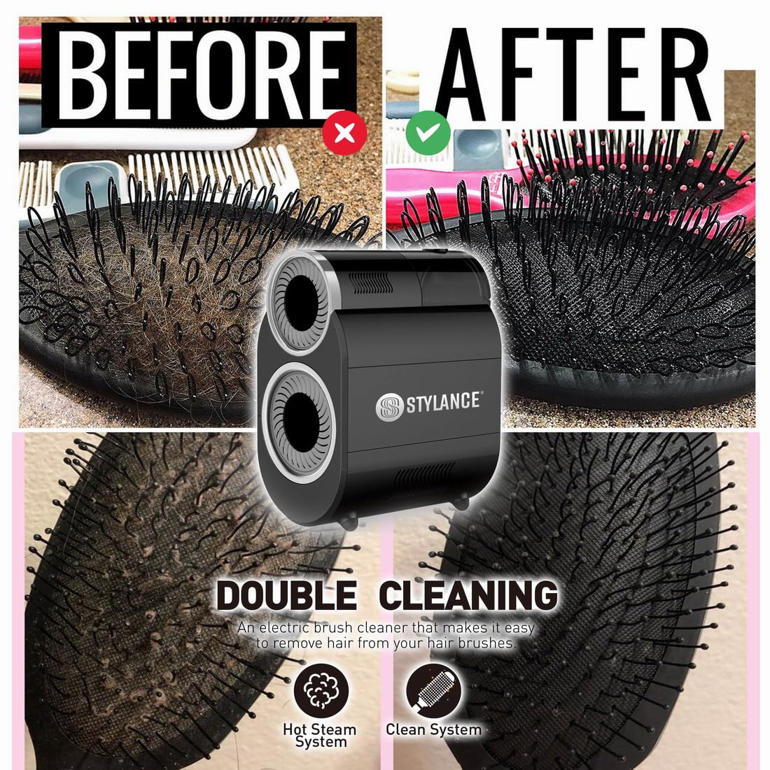Hair Brush Cleaner, Professional Electric Hair Round Brush Cleaner Machine, Hair Brush Cleaning Tool, with Funnel and Scissors for Removing Hair Dust Salon Use