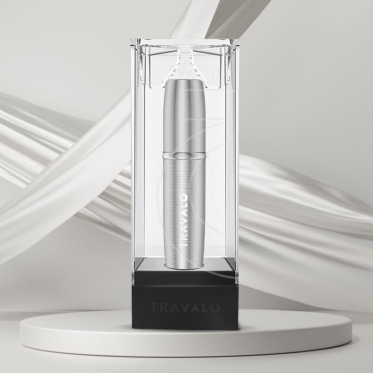 Travalo LUX Perfume Atomizer - Leak-Proof and TSA Approved for Air Travel - Reusable Airtight Easy Fill Mini Pump Sprayer - Lightweight Portable - Brushed Polished Metal Alloy Outer Shell - Silver