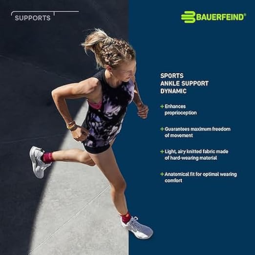 Bauerfeind Sports Ankle Support Dynamic - Ankle Compression Sleeve for Freedom of Movement - 3D AirKnit Fabric for Breathability - Premium Quality & Washable (XXL, Black)