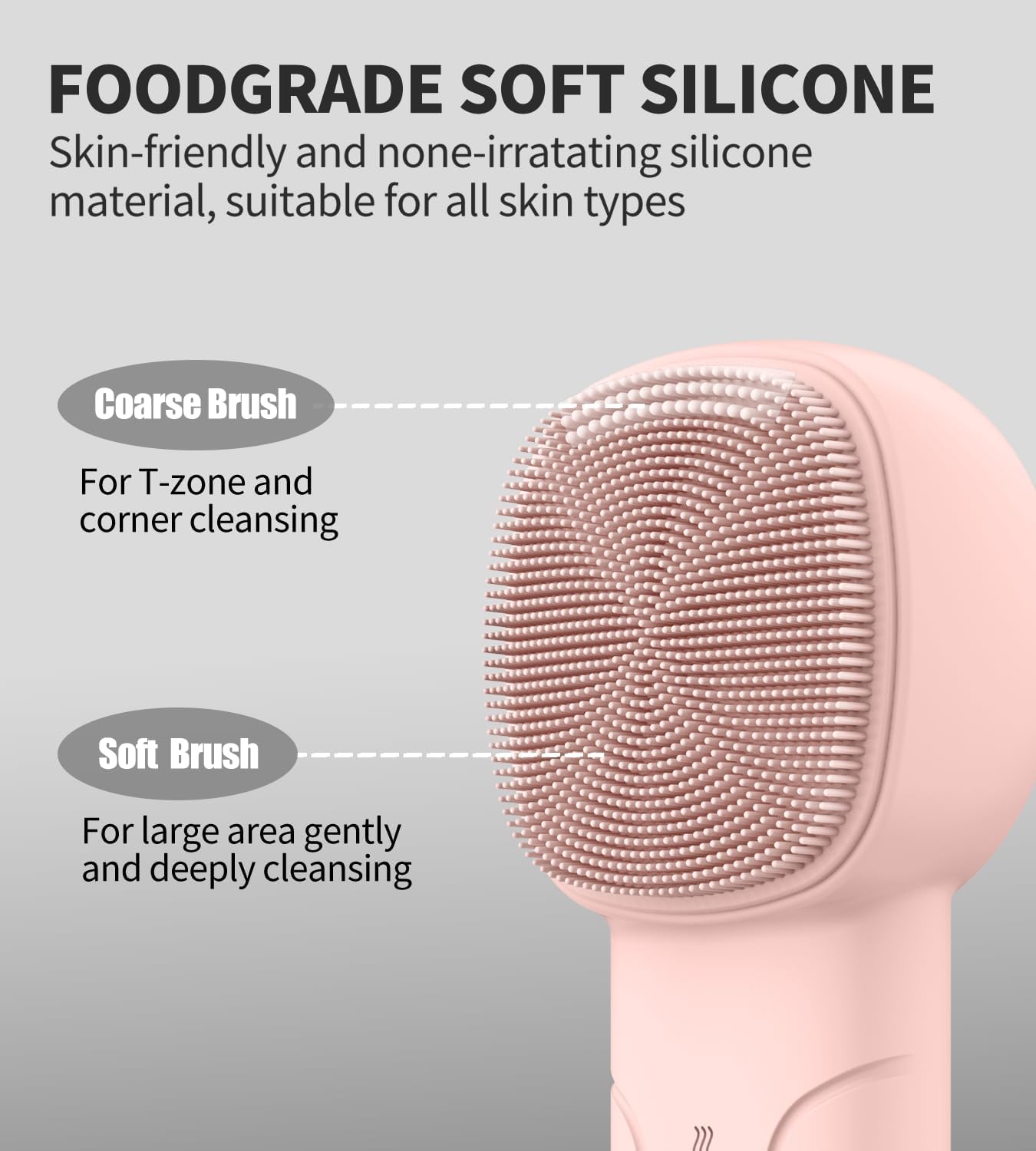 Facial Cleansing Brush – Rechargeable Electric Face Scrubber with 3 Modes, Soft Silicone Cleanser Brush for Men & Women, Waterproof Face Brush for Deep Cleansing & Exfoliating (Pink)