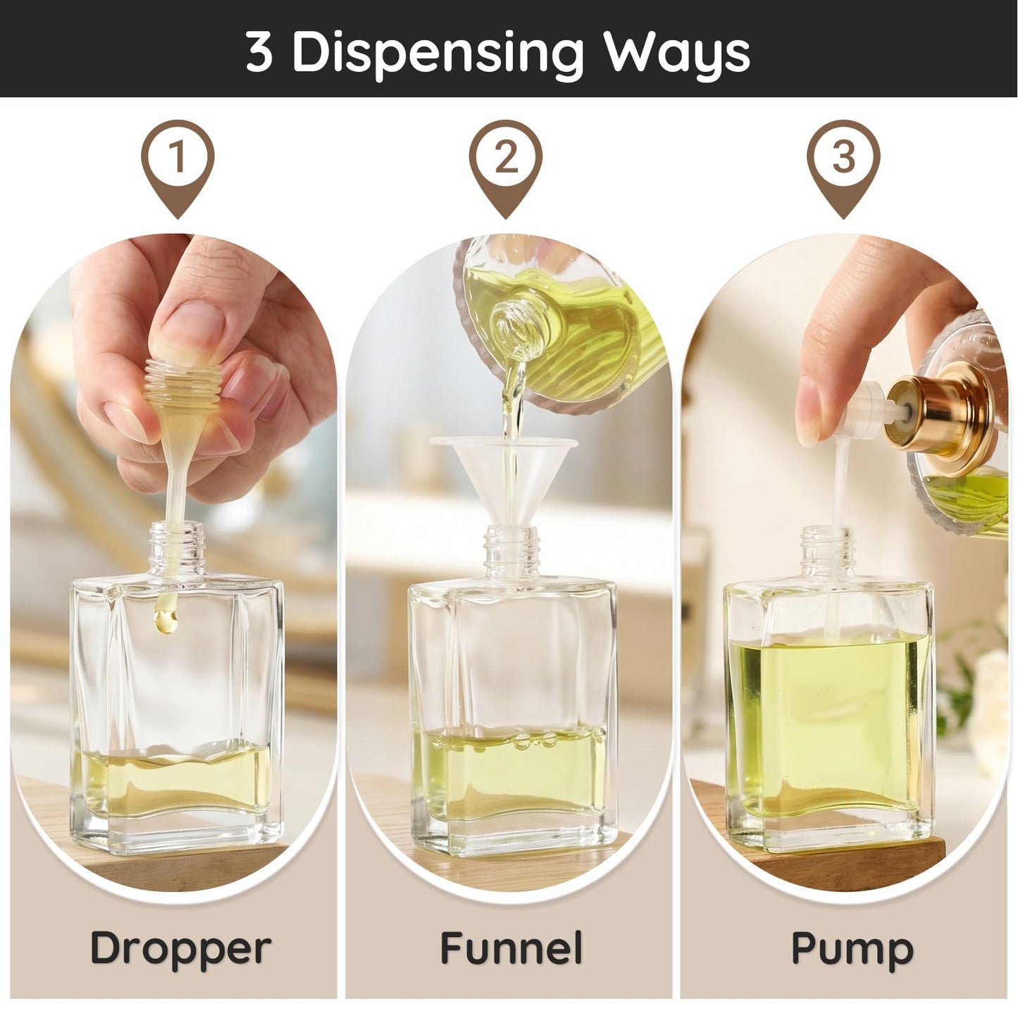 Segbeauty 1oz 10pcs Bulk Glass Travel Spray Bottle Fine Mist, Golden Cap Perfume Sprayer Atomizer with Refill Tool Kit, 30ml Travel Size Cologne Bottles Refillable, Portable Cosmetic Liquid Containers