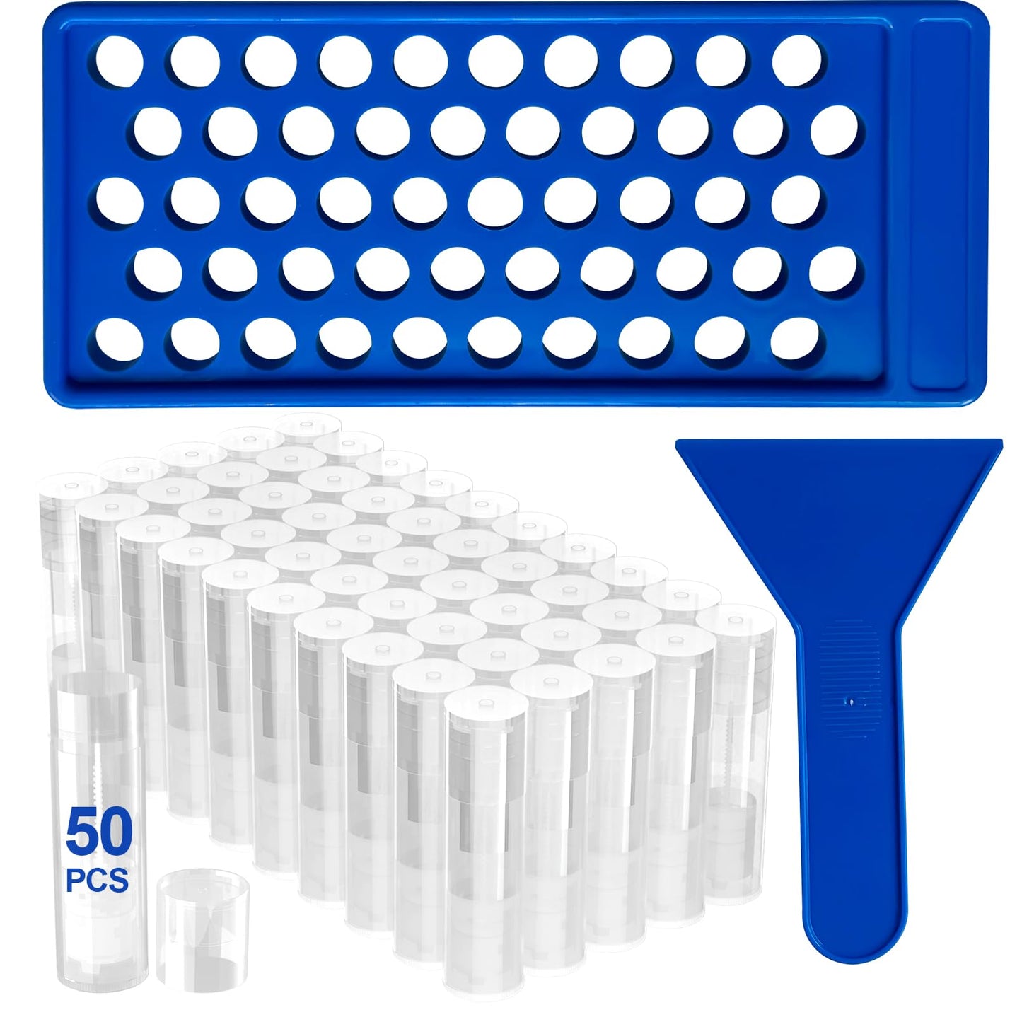 Lip Balm Tubes Kit with Filling Tray and Spatula, 50 Pack 5.5ml Empty Lip Containers with Caps, BPA Free Twist-Up Lipstick Tubes for DIY Lip Balm and Cosmetic Making, Black