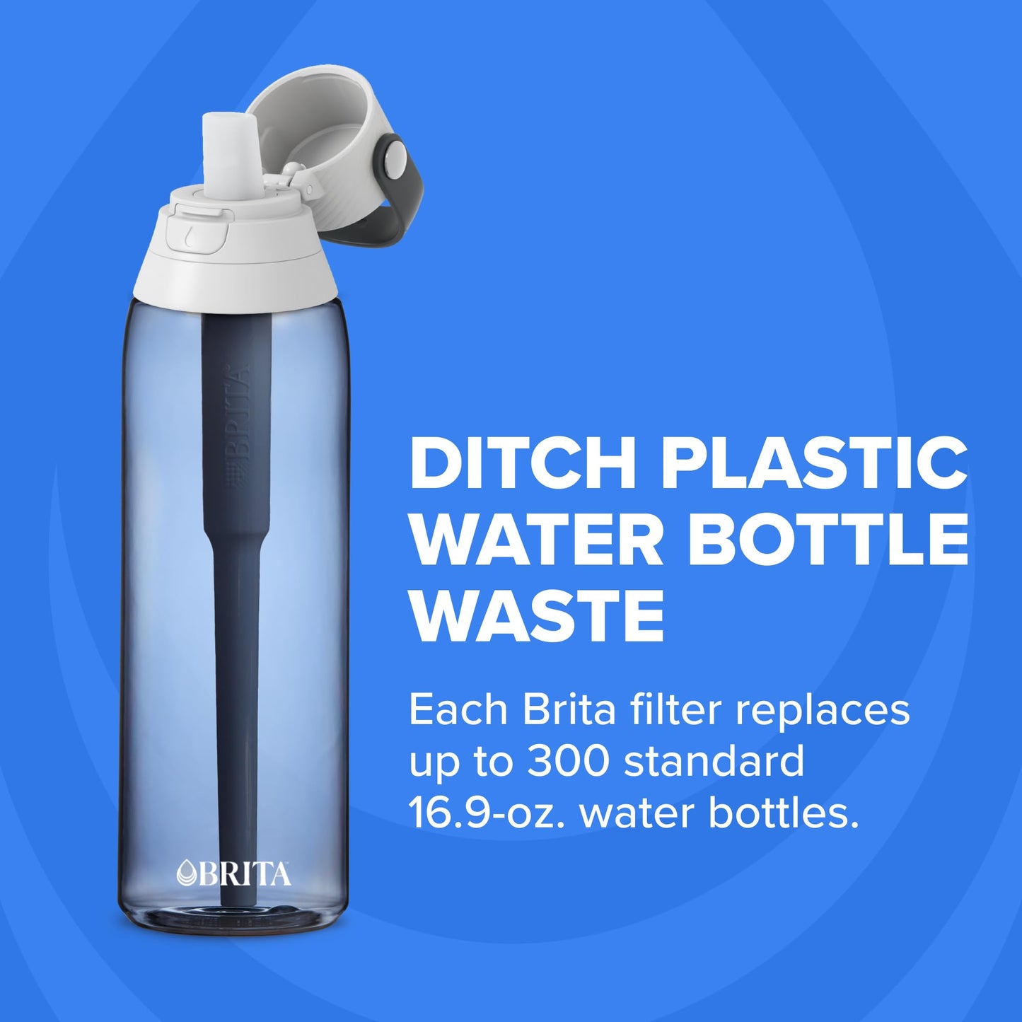 Brita Hard-Sided Plastic Premium Filtering Water Bottle, BPA-Free, Reusable, Replaces 300 Plastic Water Bottles, Filter Lasts 2 Months or 40 Gallons, Includes 1 Filter, Blush - 26 oz