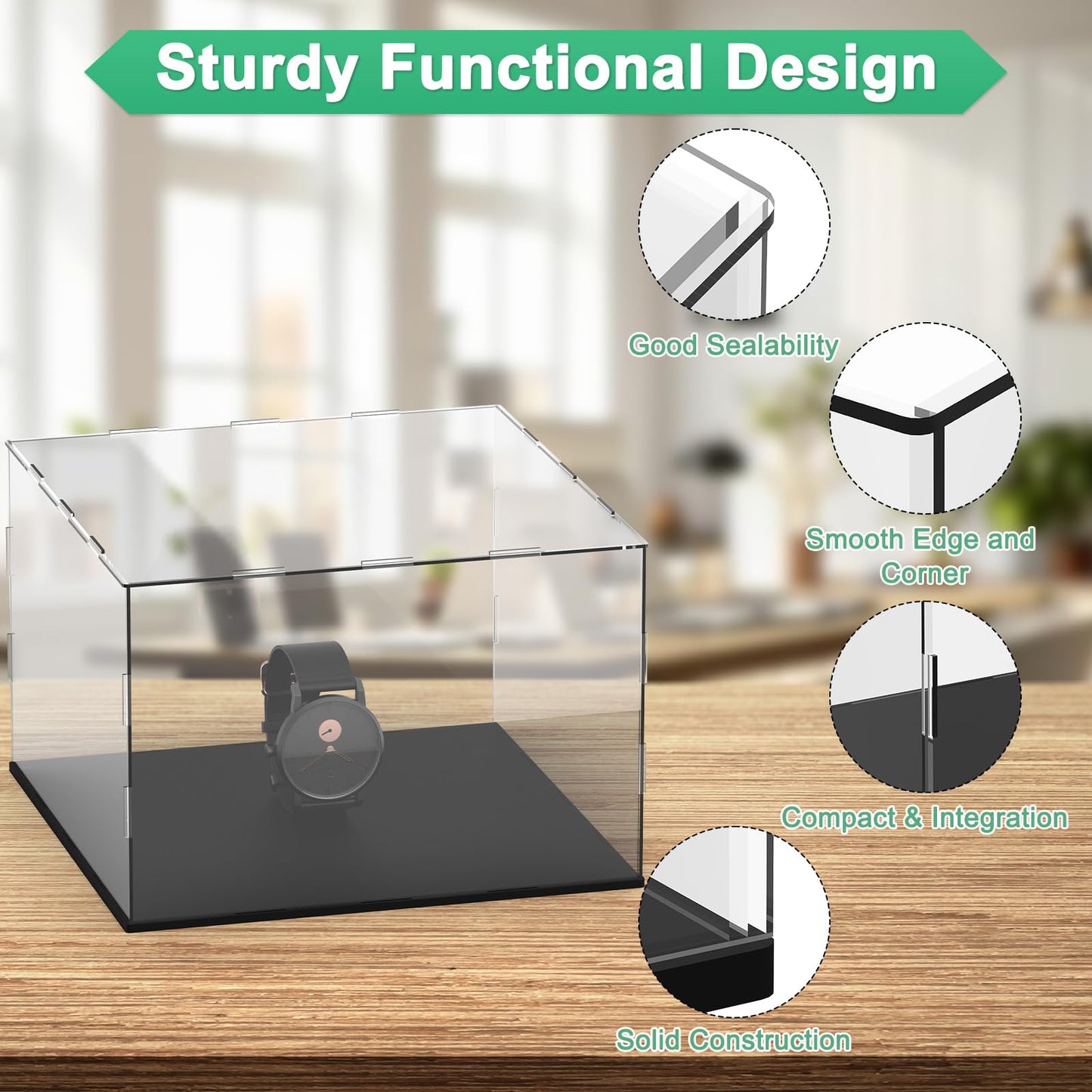M METERXITY Clear Acrylic Display Case, 12 x 12 x 8 Inch Assemble Clear Acrylic Display Box Dustproof for Action Figures/Model/Statues/Collectibles/Doll/Toys/Home Storage