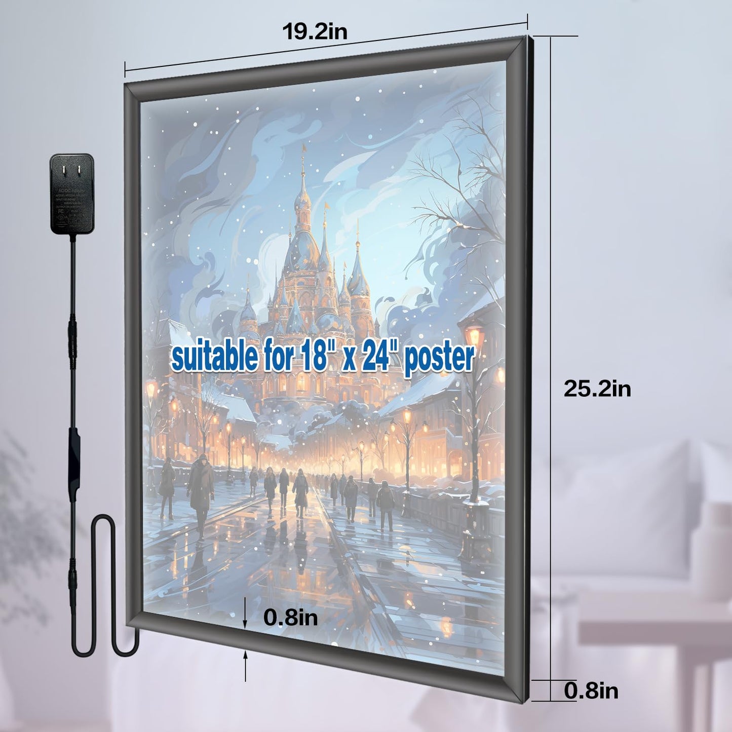 18×24 LED Poster Frame Adjustable Brightness with Remote & Manual Control