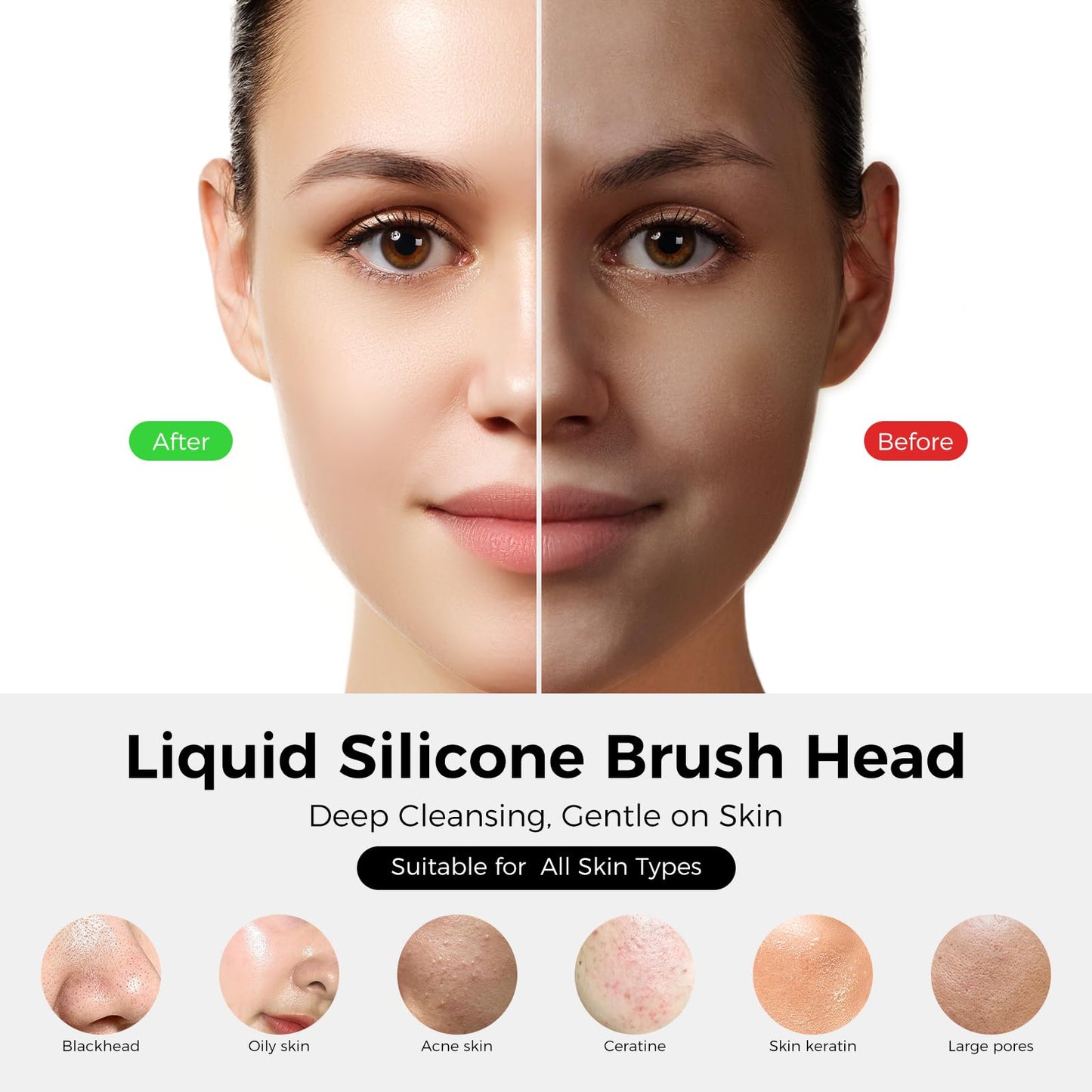 Ccigedy Face Scrubber Brush, Electric Silicone Face Scrubber, Waterproof and Rechargeable Facial Cleansing Brush with 4 LED Gentle Light, Sonic Facial Pore Exfoliator Cleanser Tool (Black)