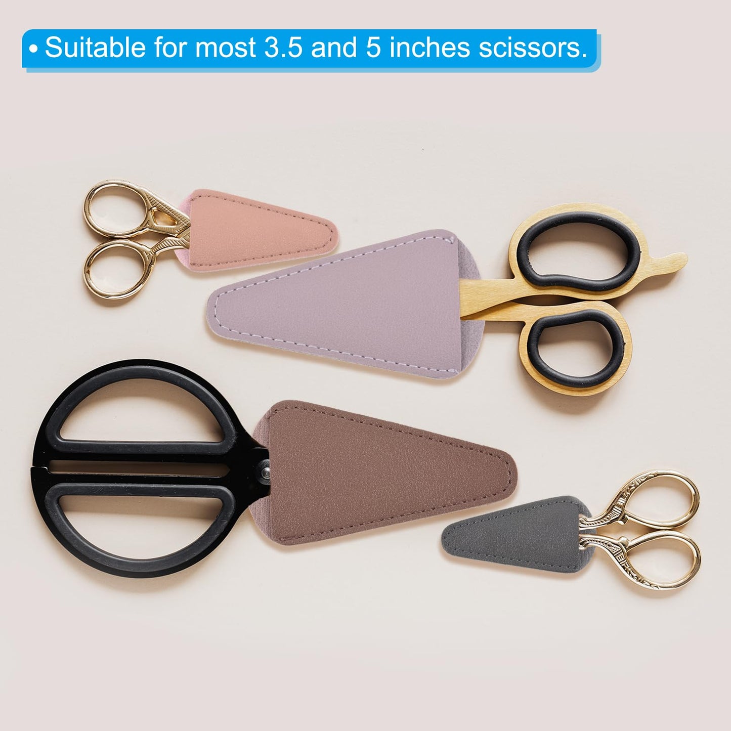 PATIKIL 2.9"x1.5" PU Leather Scissors Sheath, 6 Pack Scissors Cover Protector Portable Collect Bags for Eyebrow Trimming Beauty Tool Protection, Grey