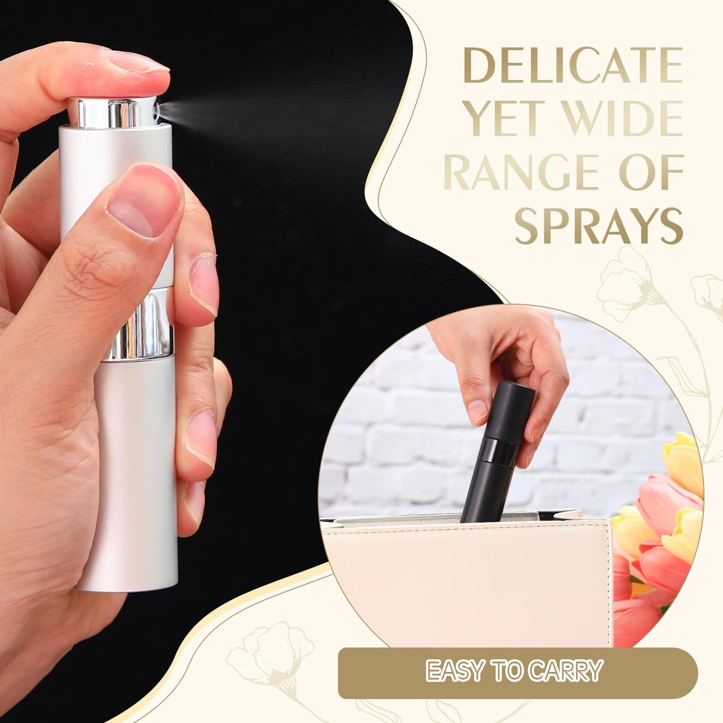 Honeydak 16 Pack 8 ml Perfume Travel Refillable Perfume Atomizer Mini Refillable Spray Travel Bottles Empty Cologne Sprayer Portable Atomizer with Funnel, Dispenser, Bag(Multicolor)