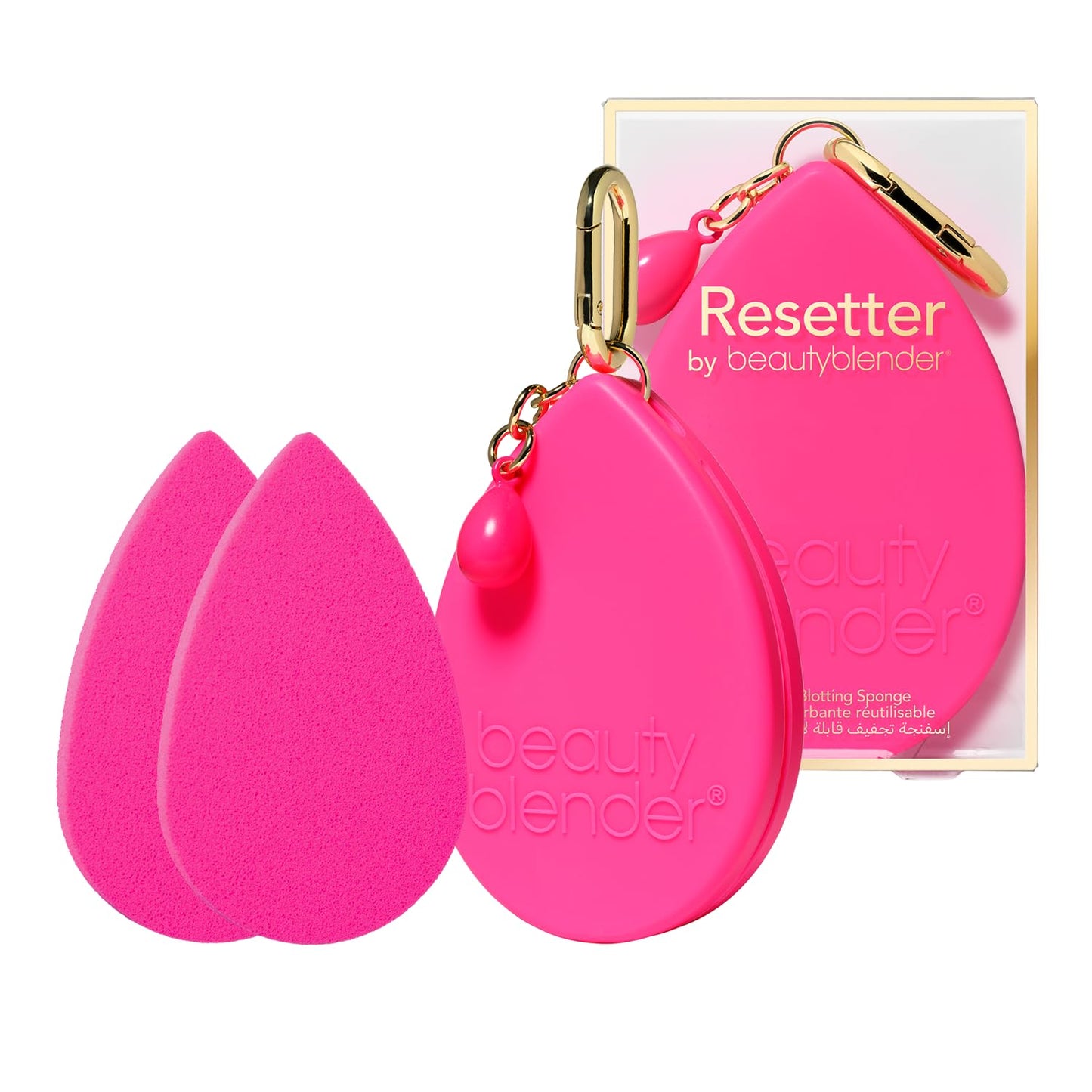 Beautyblender Resetter Set of 2 Reusable Makeup Blotting Sponges | Oil Absorbing Face Blotter for Oily Skin, Removes Shine Without Smudging Makeup | Washable Foam Blotters with Silicone Travel Case