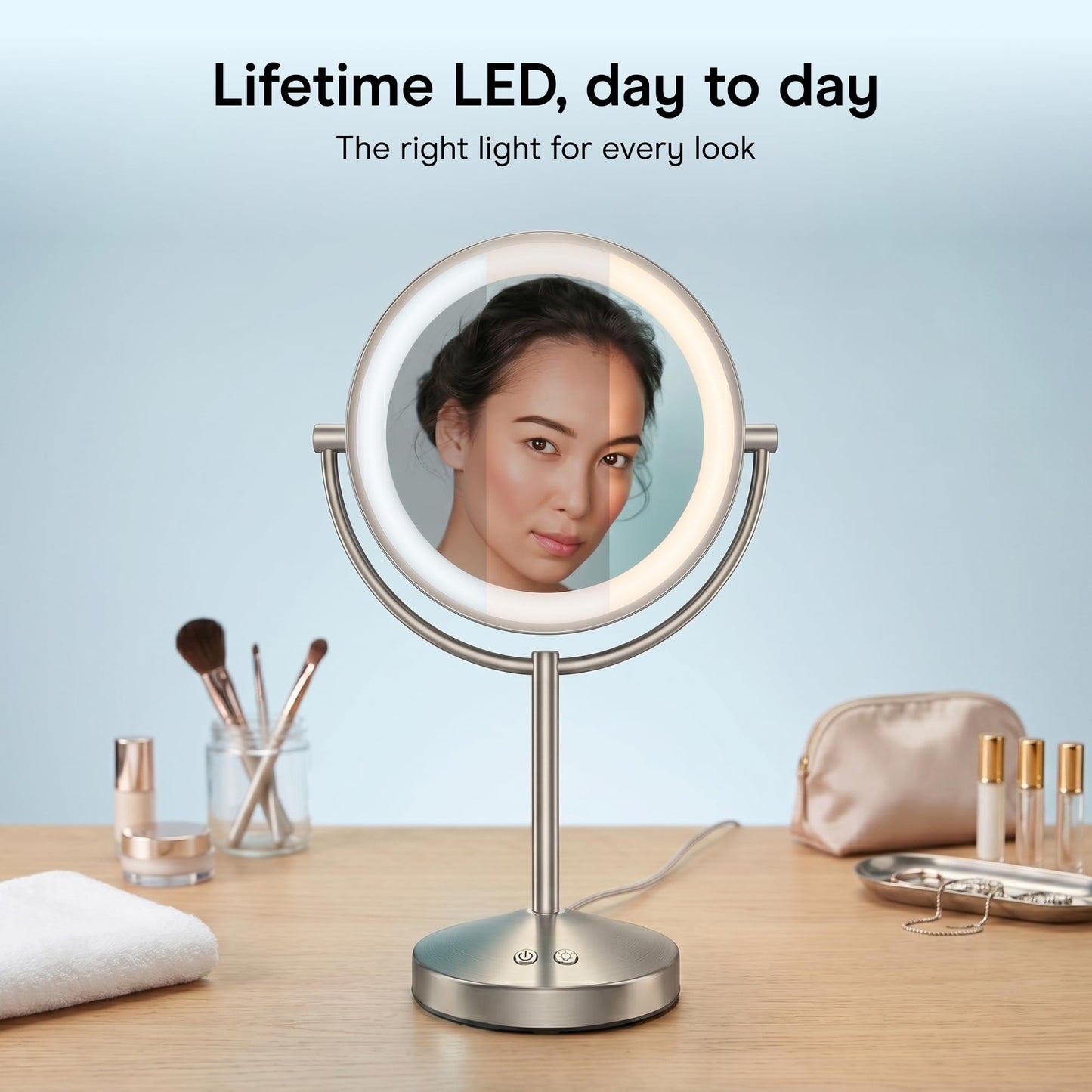 Conair Double-Sided 1X/10X Magnifying LED Vanity Mirror